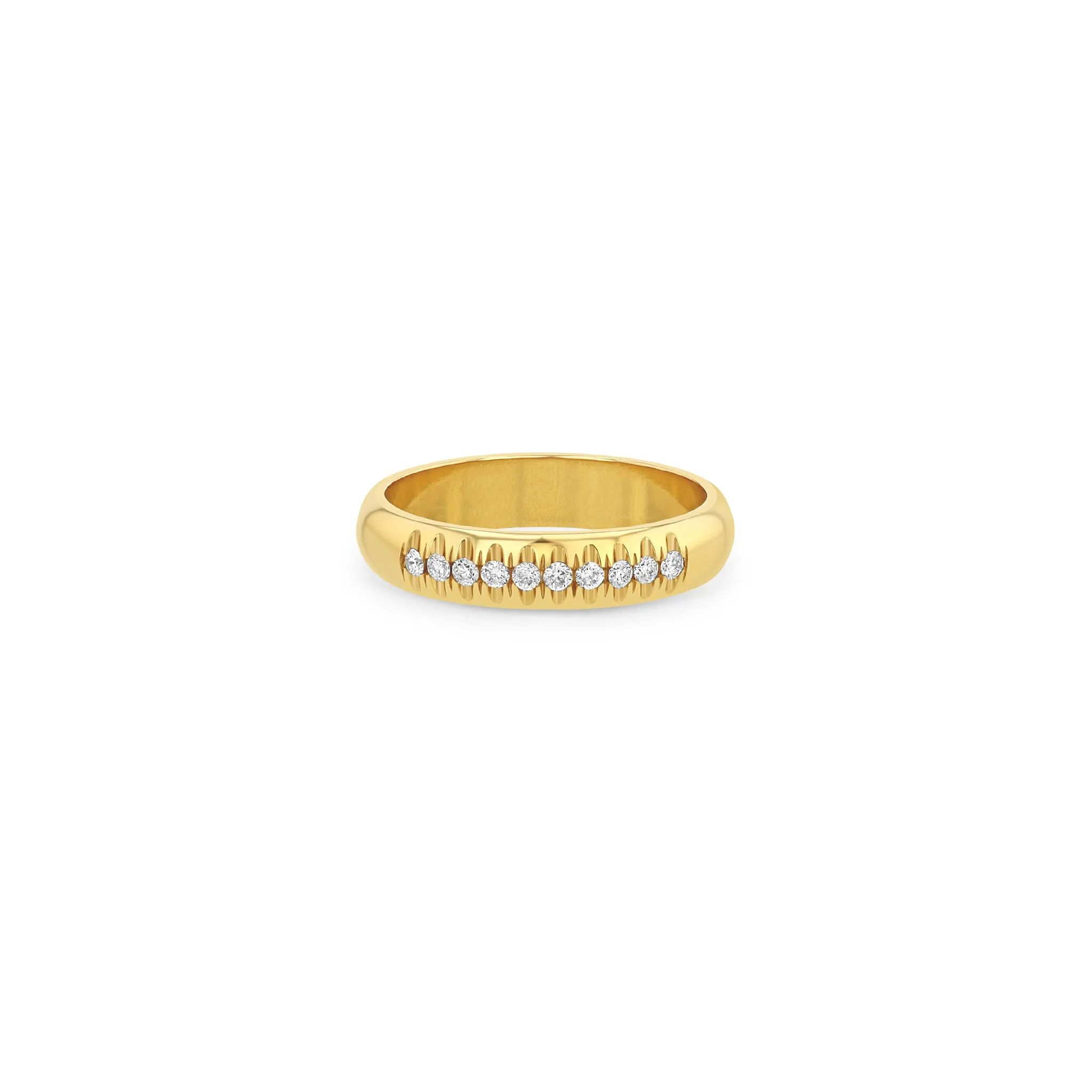 14k 10 French Set Diamond Half Round Ring - SALE sold by Zoe Chicco