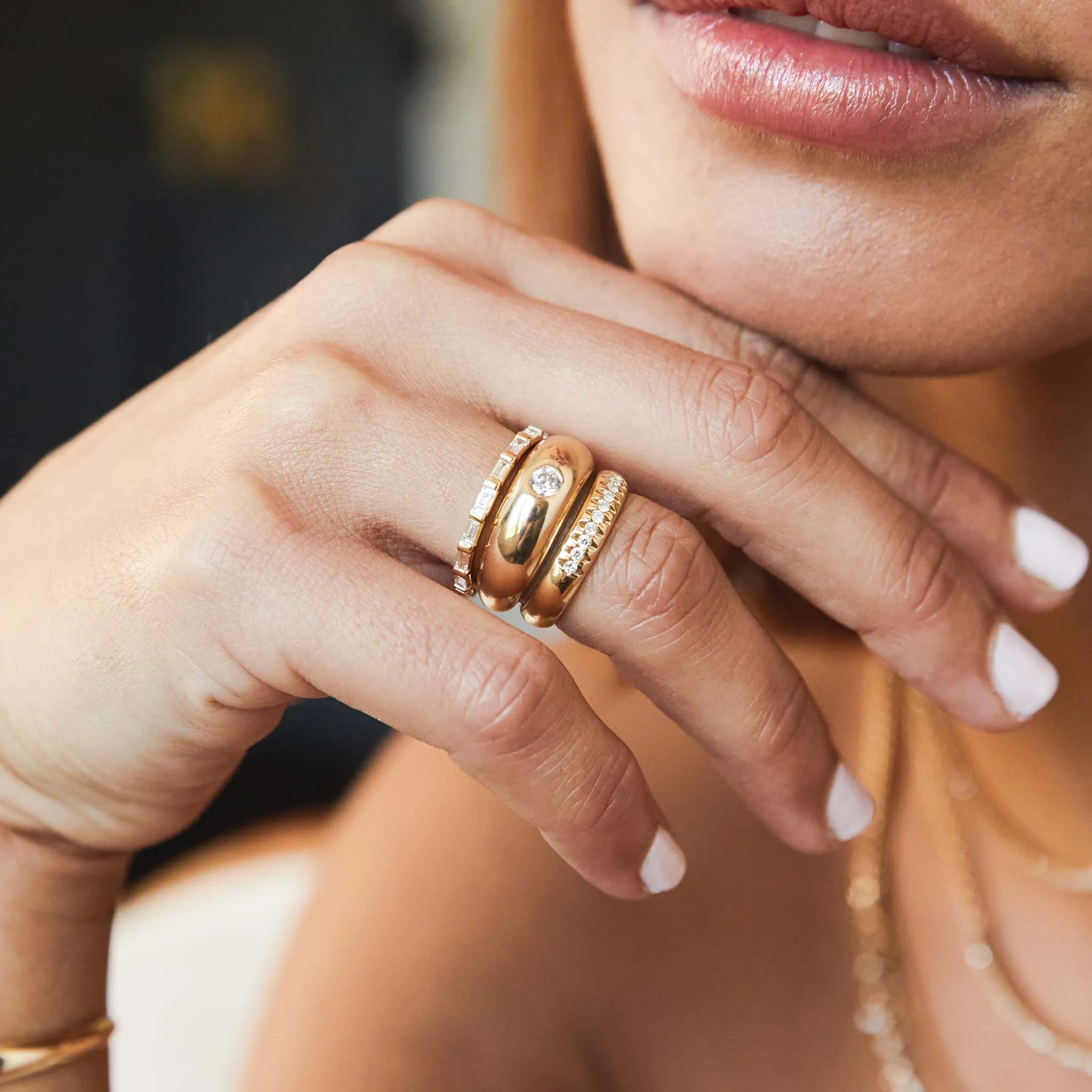 14k 10 French Set Diamond Half Round Ring - SALE sold by Zoe Chicco product image thumbnail 2