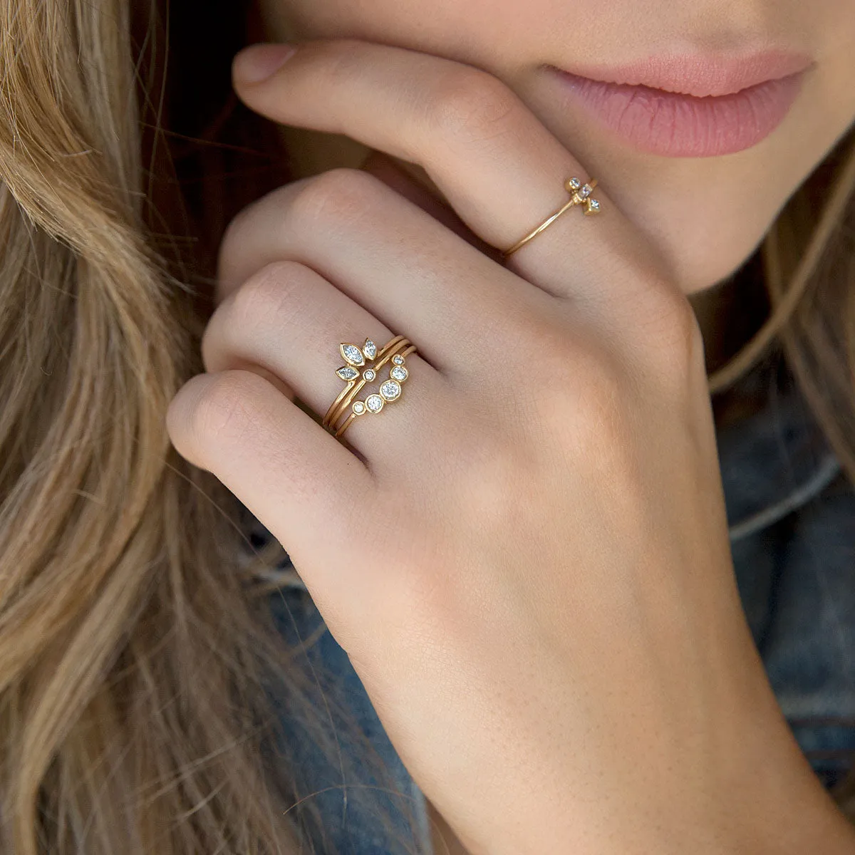 14k Diamond Bezel Thin Band Ring - SALE sold by Zoe Chicco product image thumbnail 3