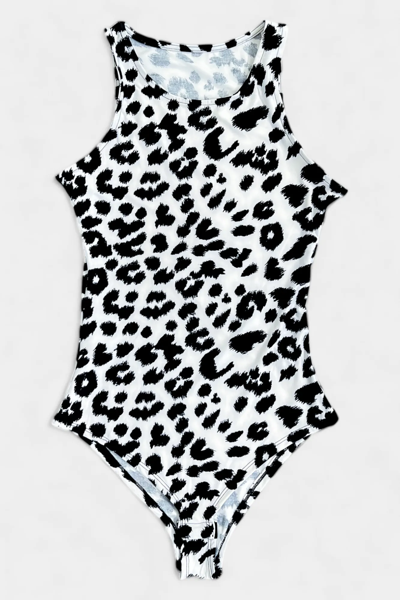 Grey Animal Print Sleeveless Bodysuit sold by ZZs