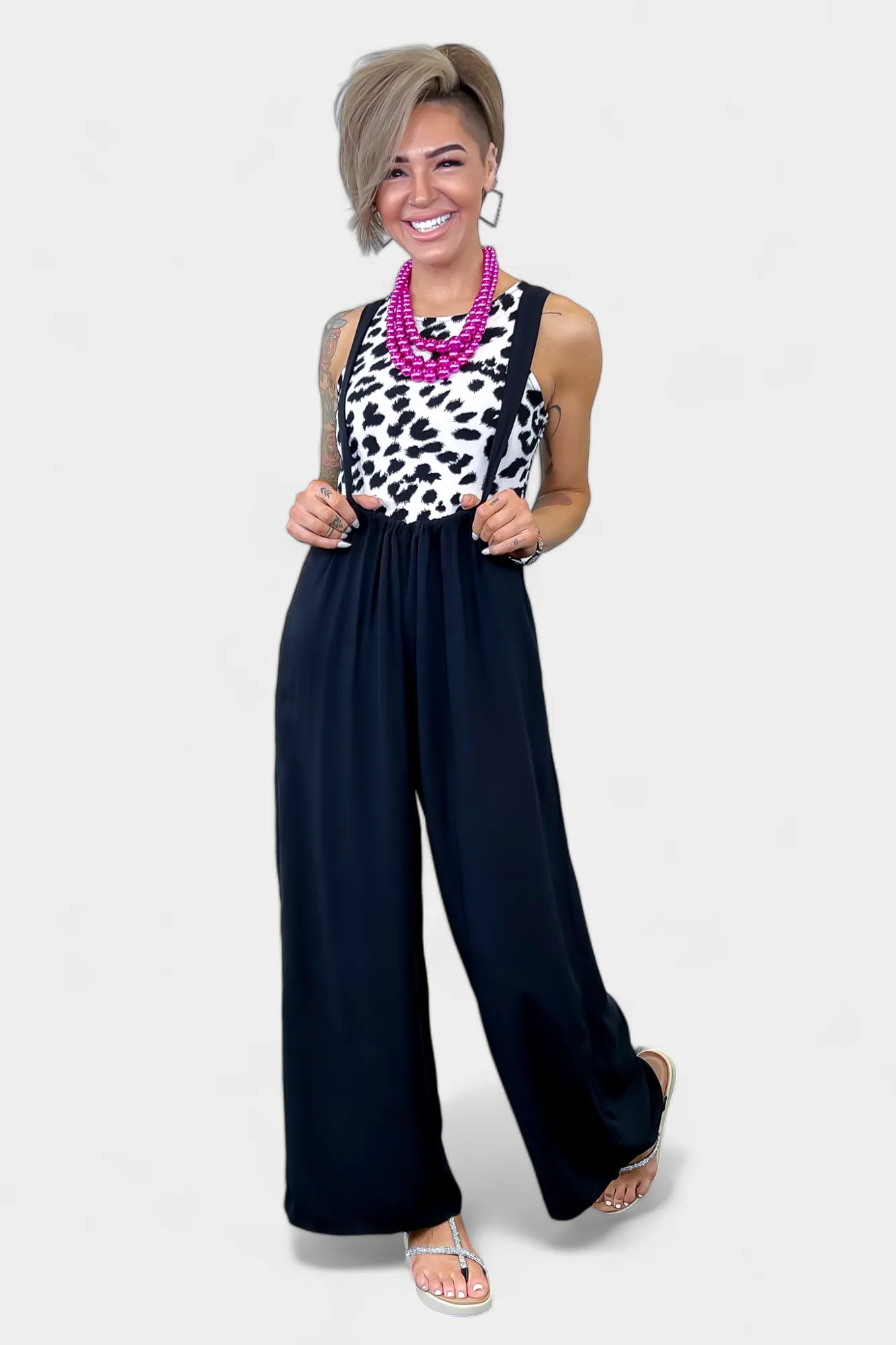 Grey Animal Print Sleeveless Bodysuit sold by ZZs product image thumbnail 5