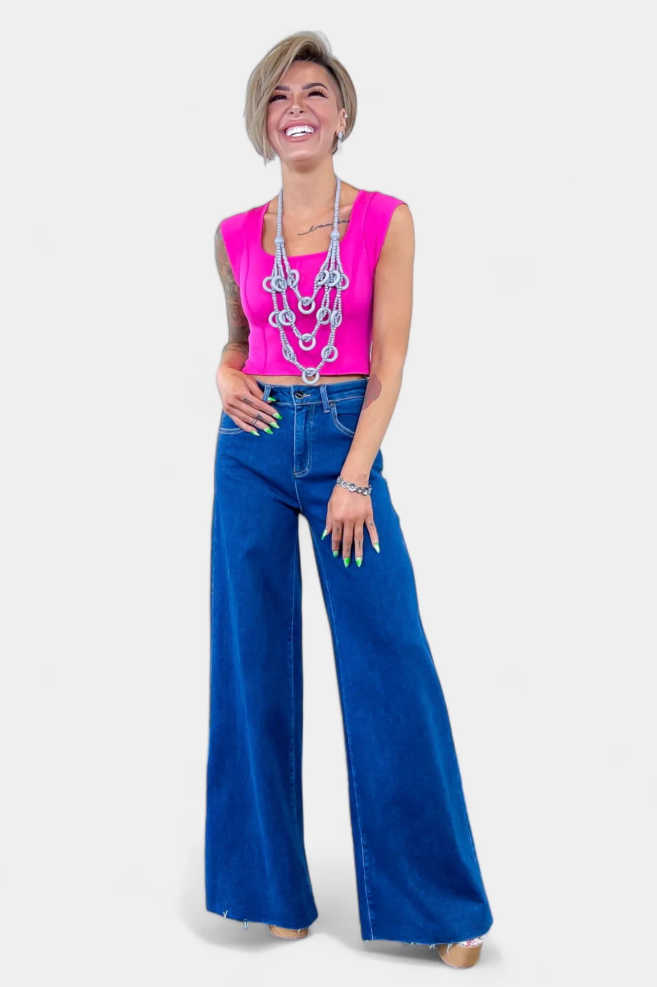 Pink Ribbed Short Sleeve Crop Top sold by ZZs product image thumbnail 5