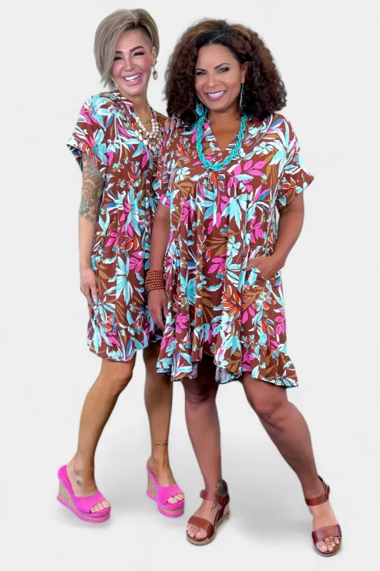 Mocha Floral Dress sold by ZZs