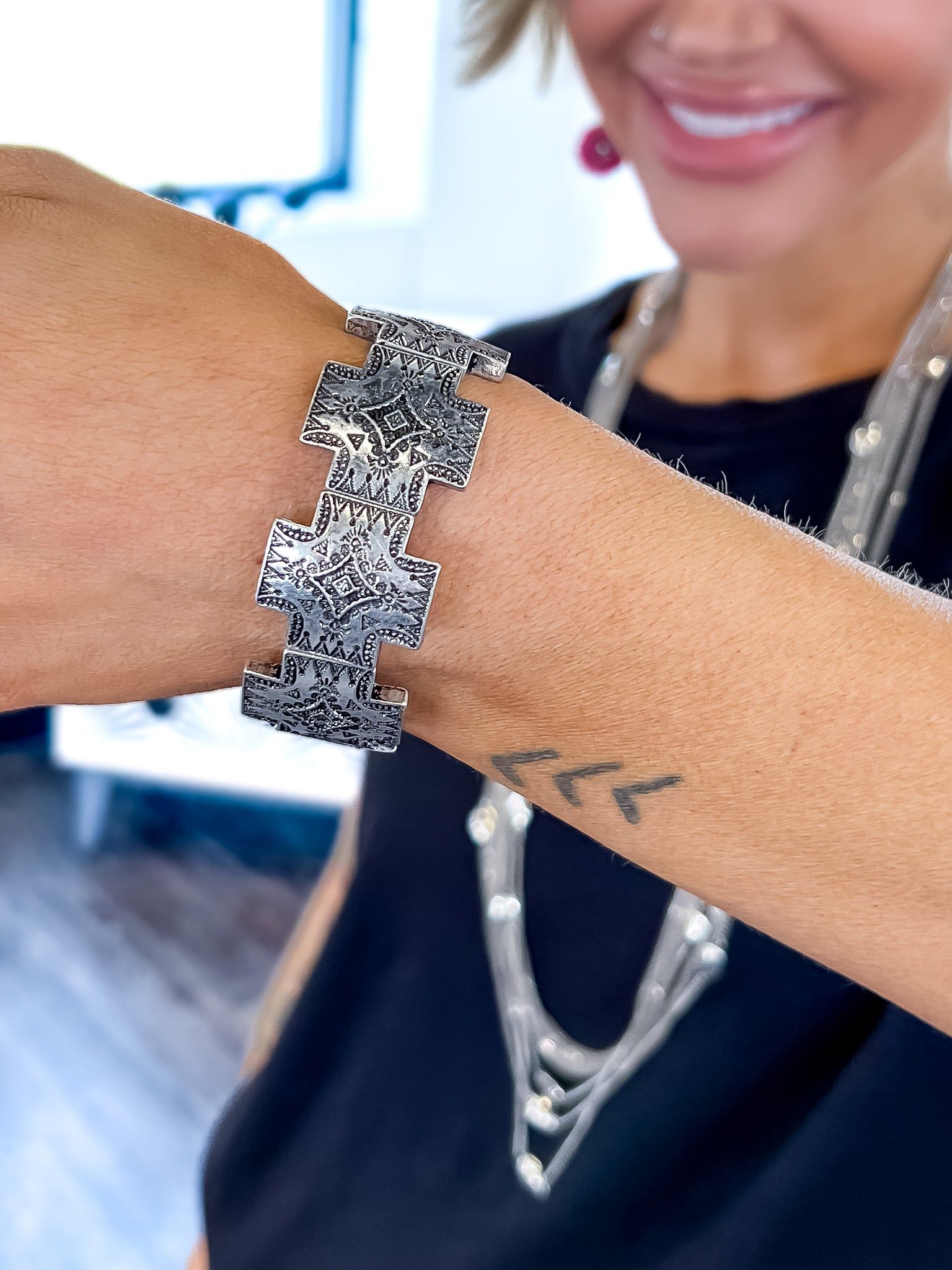 Silver Decorative Concho Stretch Bracelet sold by ZZs product image thumbnail 2