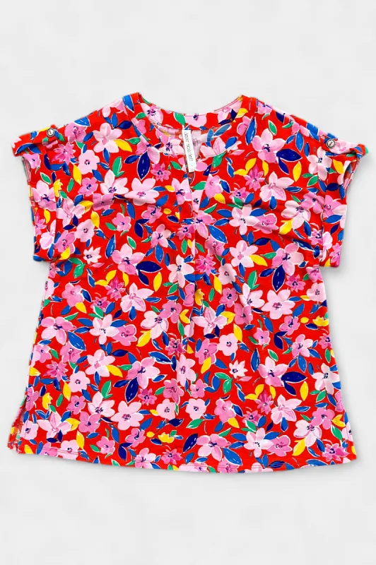Red Multi Floral Lizzy Short Sleeve Top [NO RETURNS] sold by ZZs