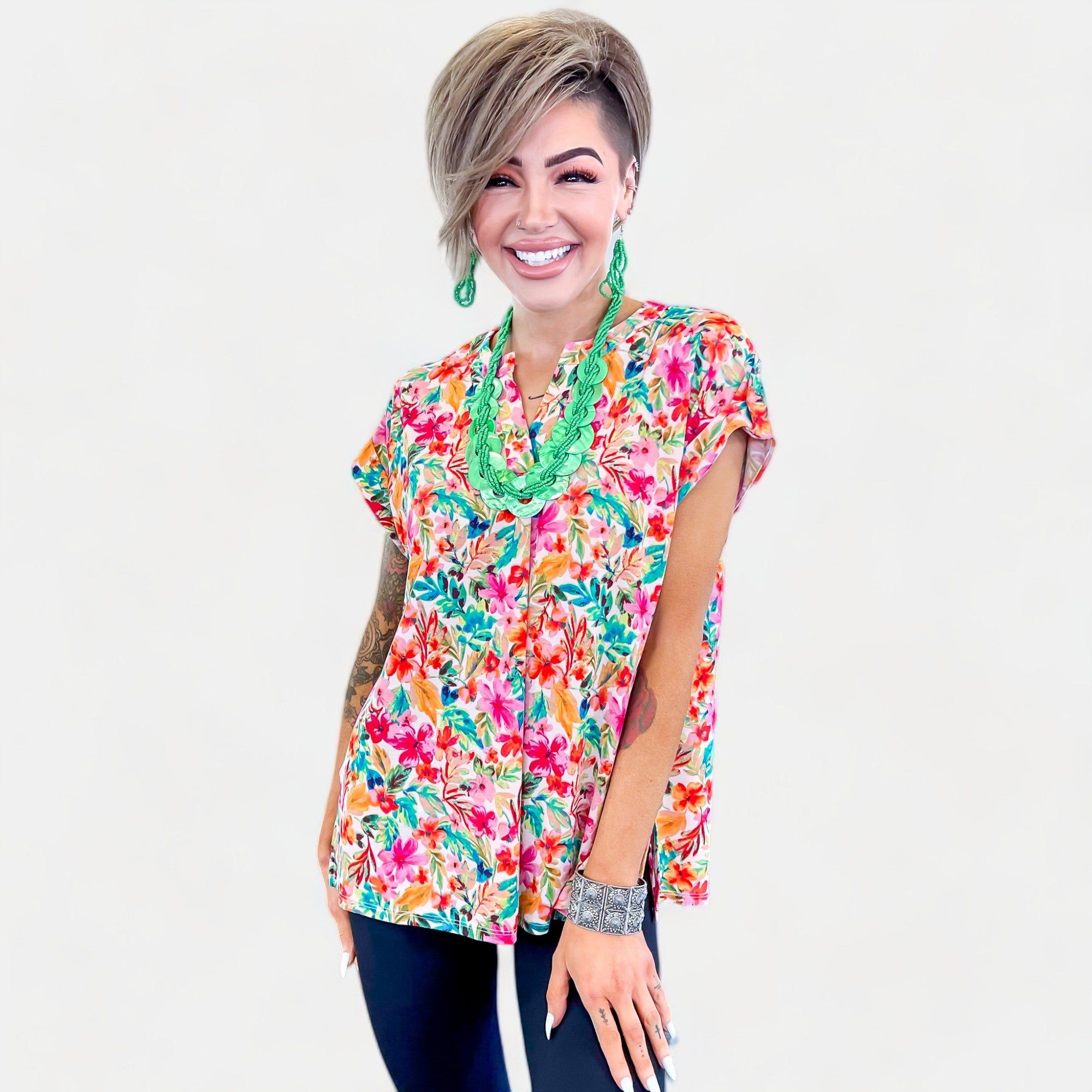 Beige Multi Lizzy Short Sleeve Top sold by ZZs product image thumbnail 4