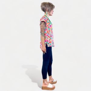 Beige Multi Lizzy Short Sleeve Top sold by ZZs