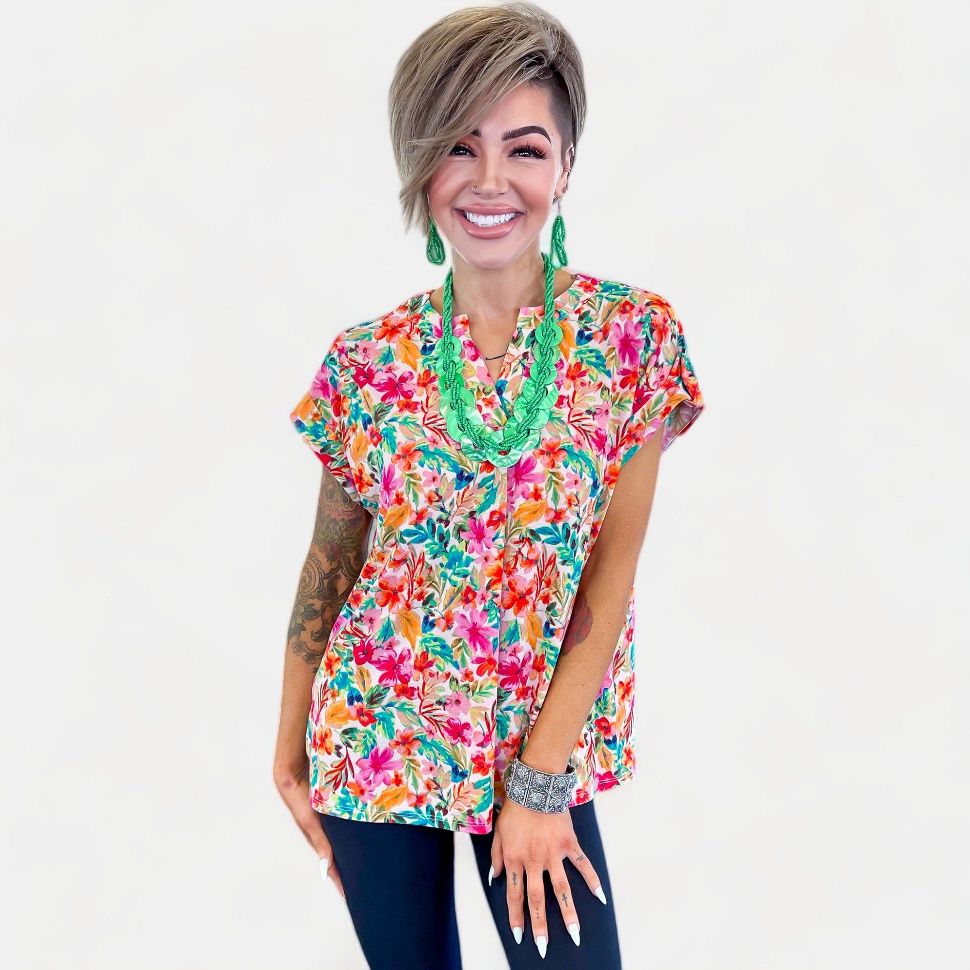 Beige Multi Lizzy Short Sleeve Top sold by ZZs product image thumbnail 3