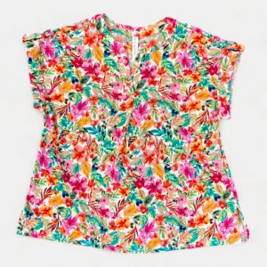 Beige Multi Lizzy Short Sleeve Top sold by ZZs