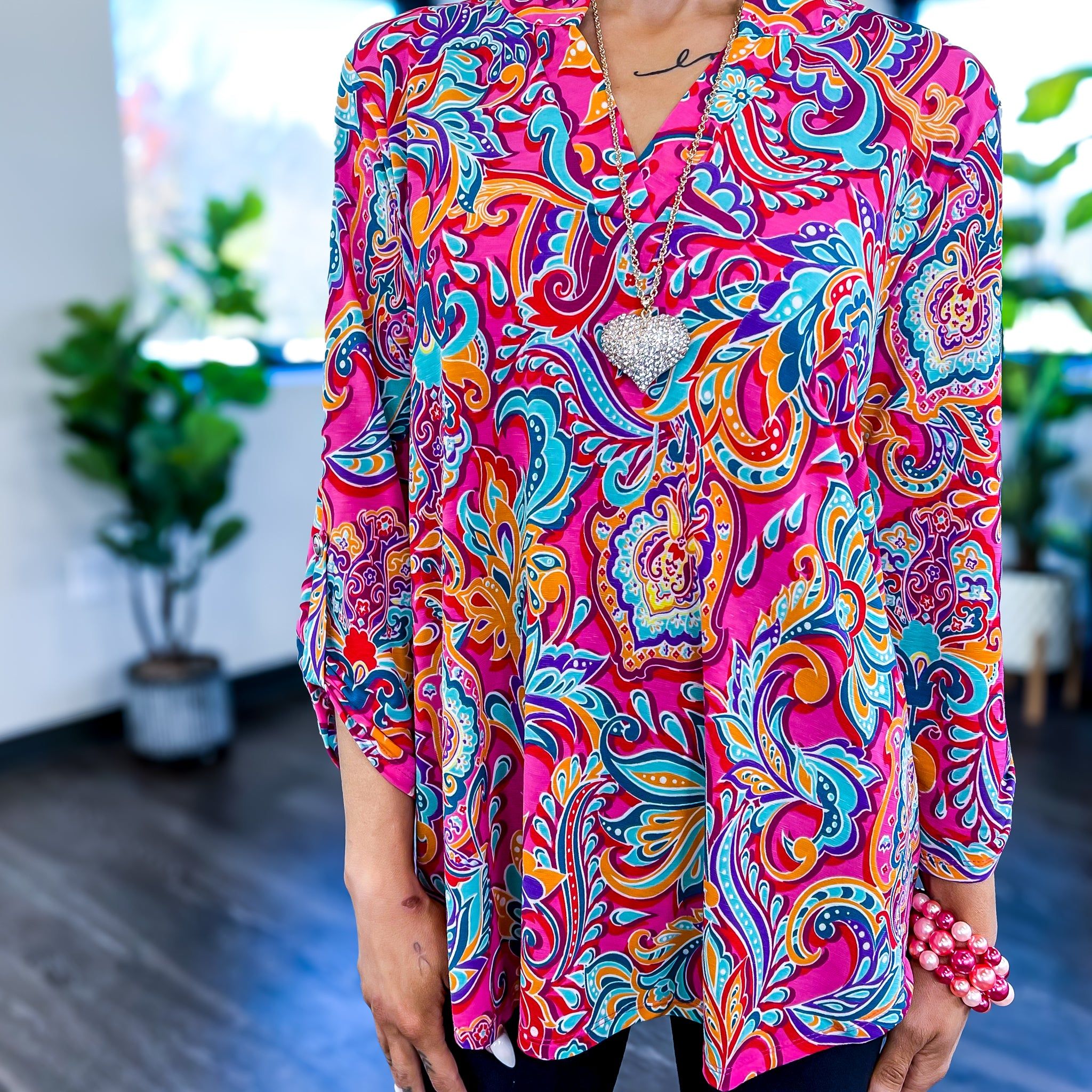 Hot Pink Bold Paisley Lizzy Top sold by ZZs product image thumbnail 4