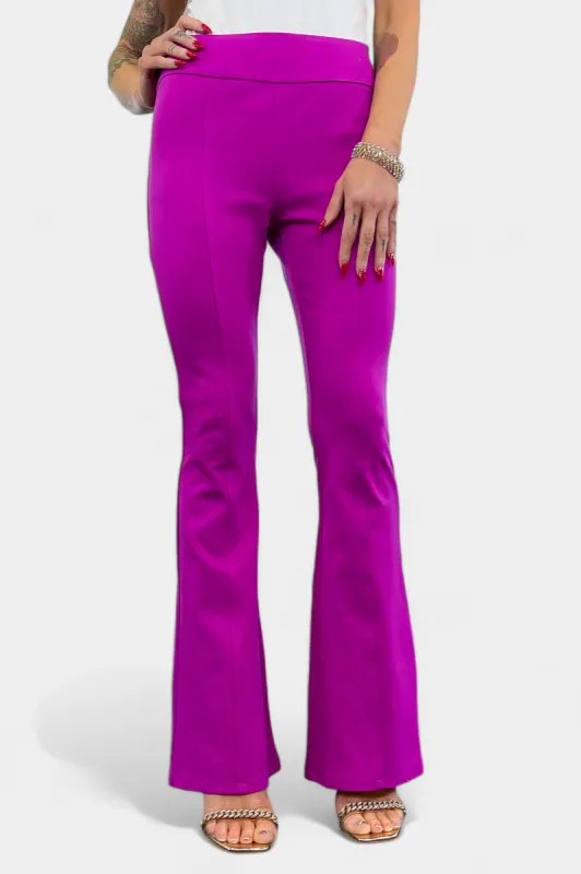 Magenta High Waisted Flare Pants [NO RETURNS] sold by ZZs