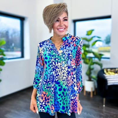 Blue Multi Animal Lizzy Top sold by ZZs