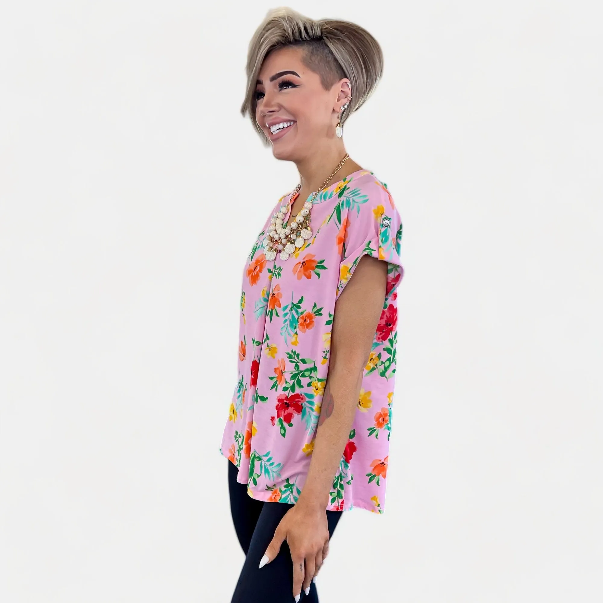 Blush Floral Lizzy Short Sleeve Top sold by ZZs product image thumbnail 4