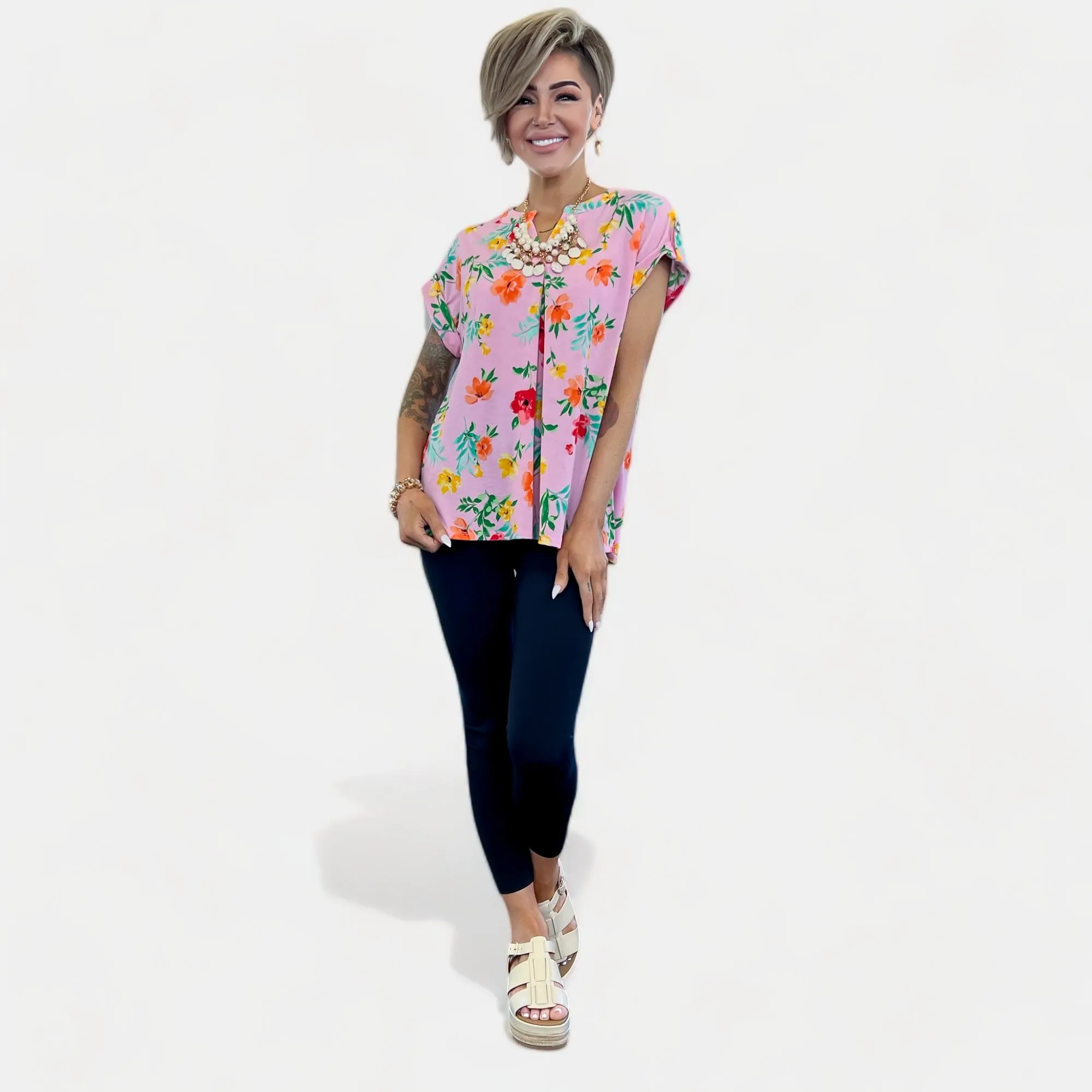Blush Floral Lizzy Short Sleeve Top sold by ZZs product image thumbnail 3