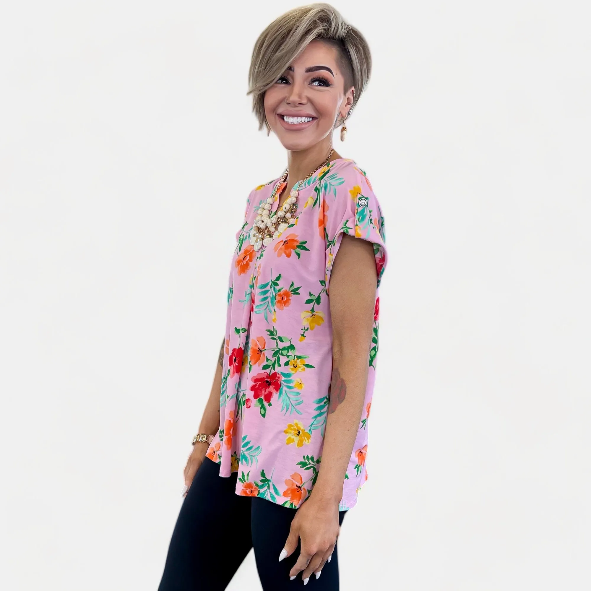 Blush Floral Lizzy Short Sleeve Top sold by ZZs product image thumbnail 2