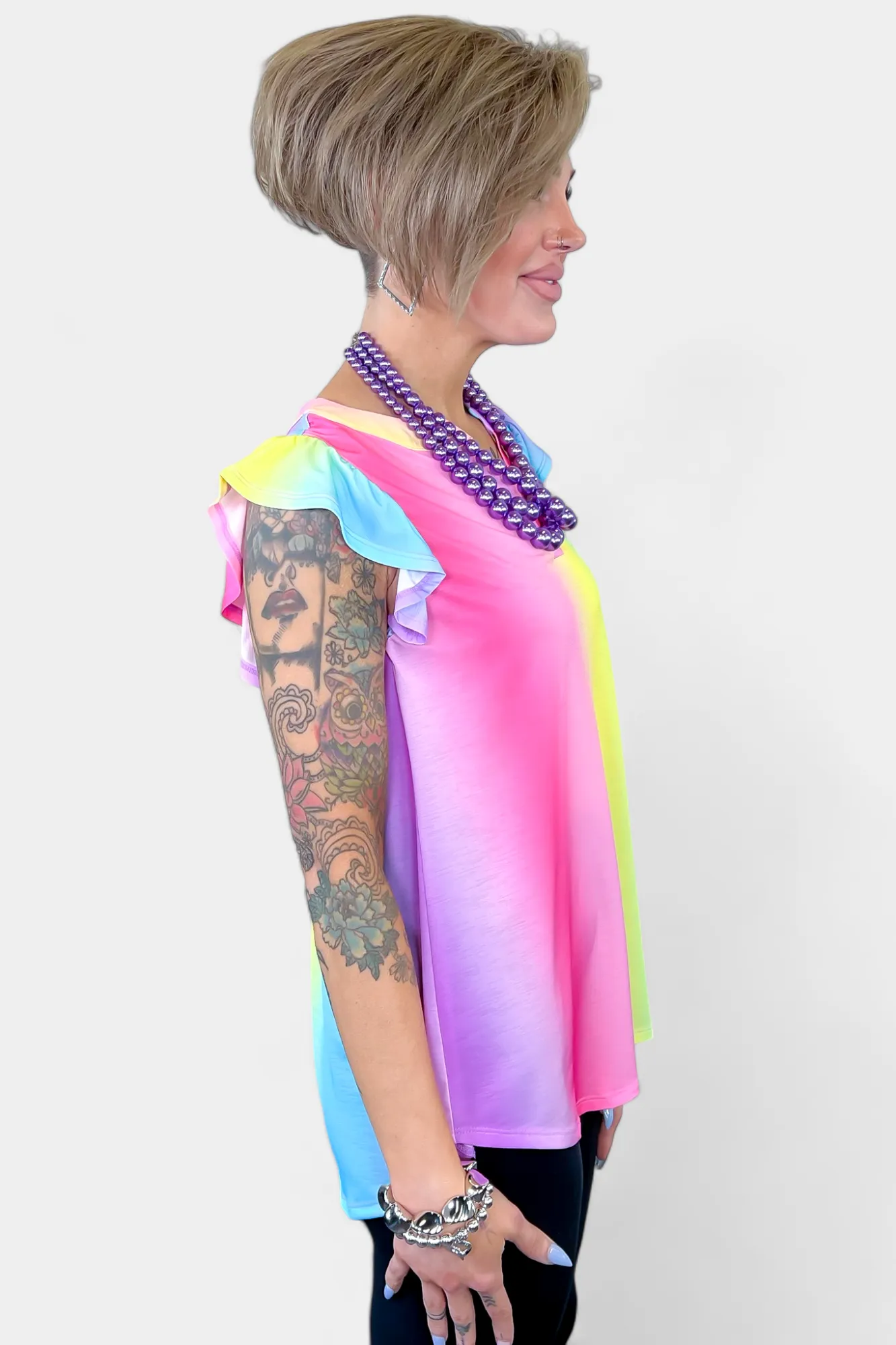 Multi Lizzy Flutter Sleeve Top sold by ZZs product image thumbnail 3