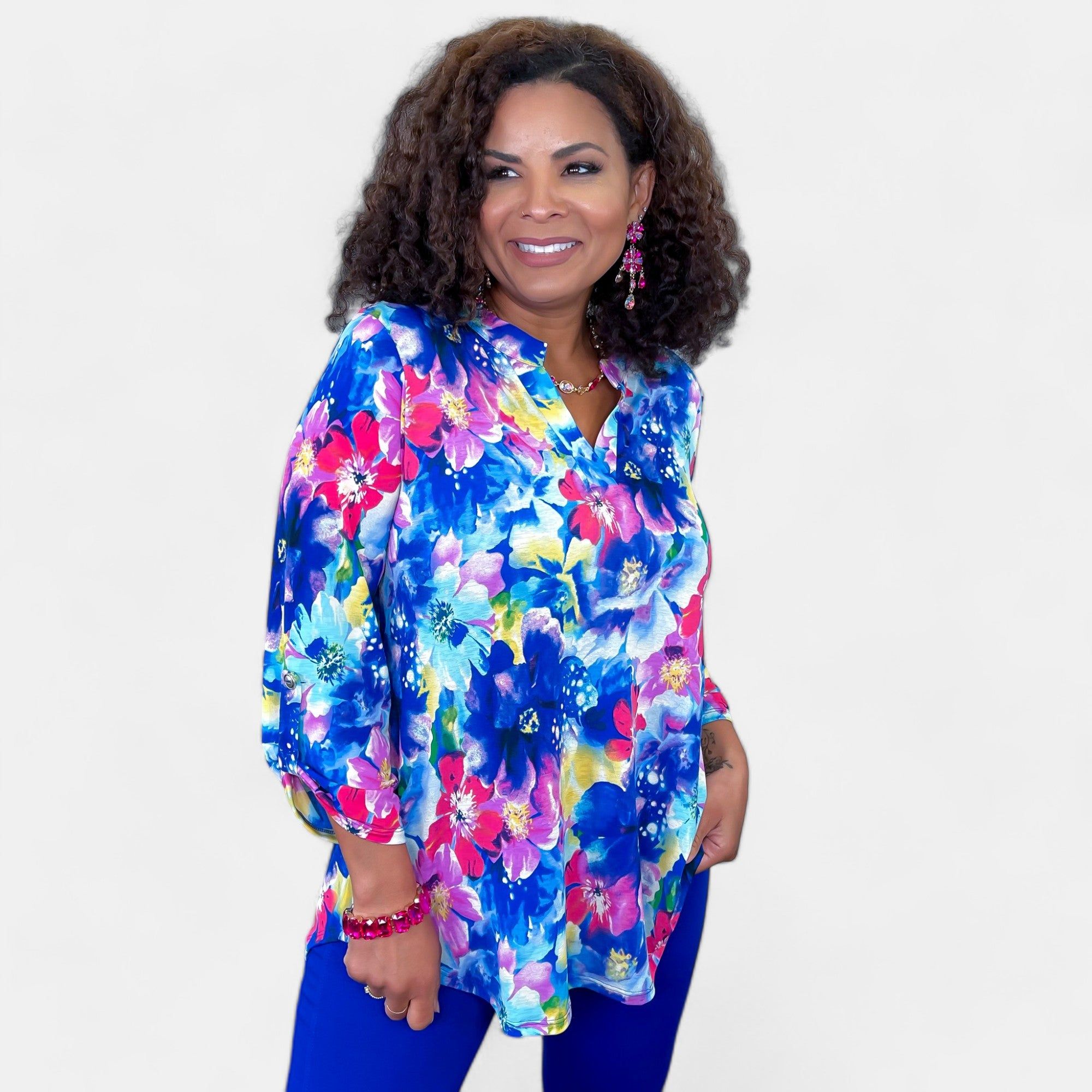 Multi Abstract Floral Lizzy Top sold by ZZs product image thumbnail 2