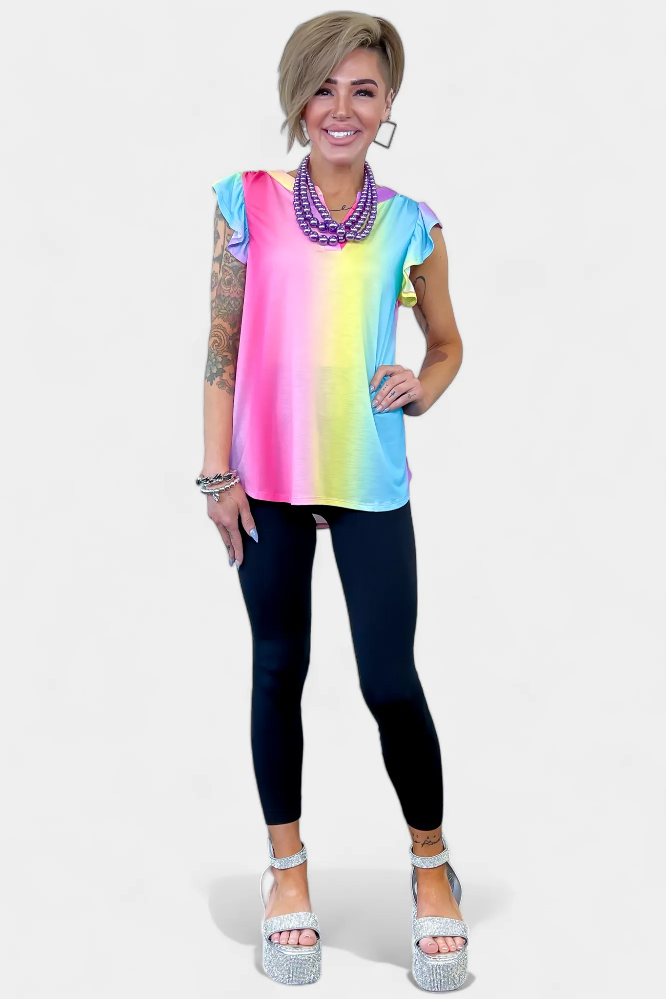 Multi Lizzy Flutter Sleeve Top sold by ZZs product image thumbnail 2