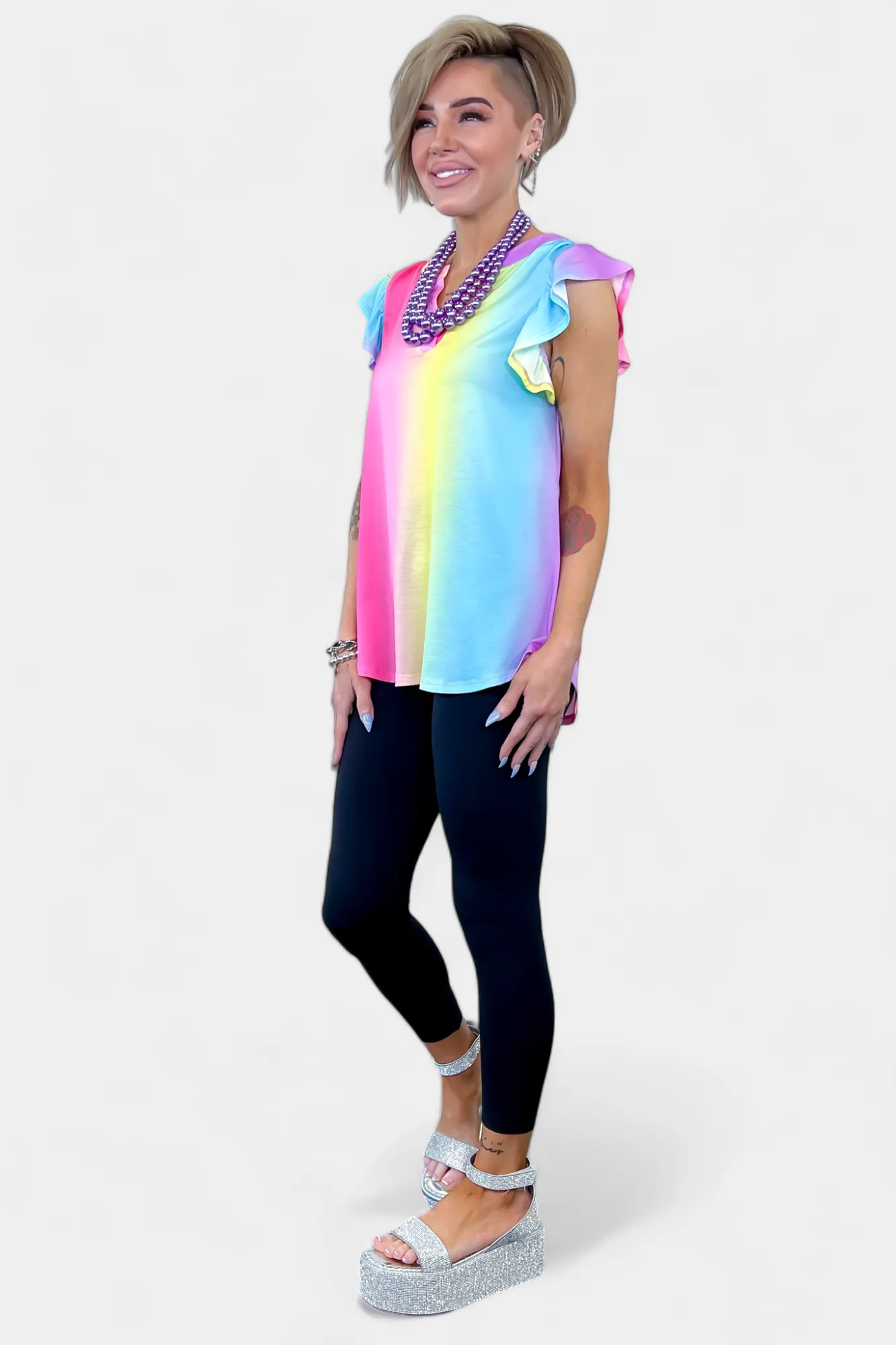 Multi Lizzy Flutter Sleeve Top sold by ZZs product image thumbnail 5