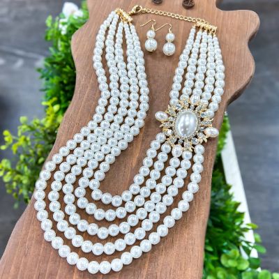 Oval Pearl Layered Necklace sold by ZZs