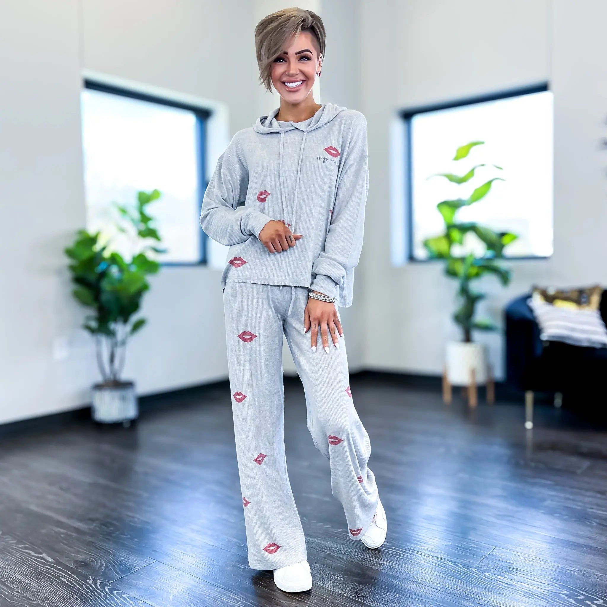 Grey Hugs & Kisses Hoodie Pant Set sold by ZZs