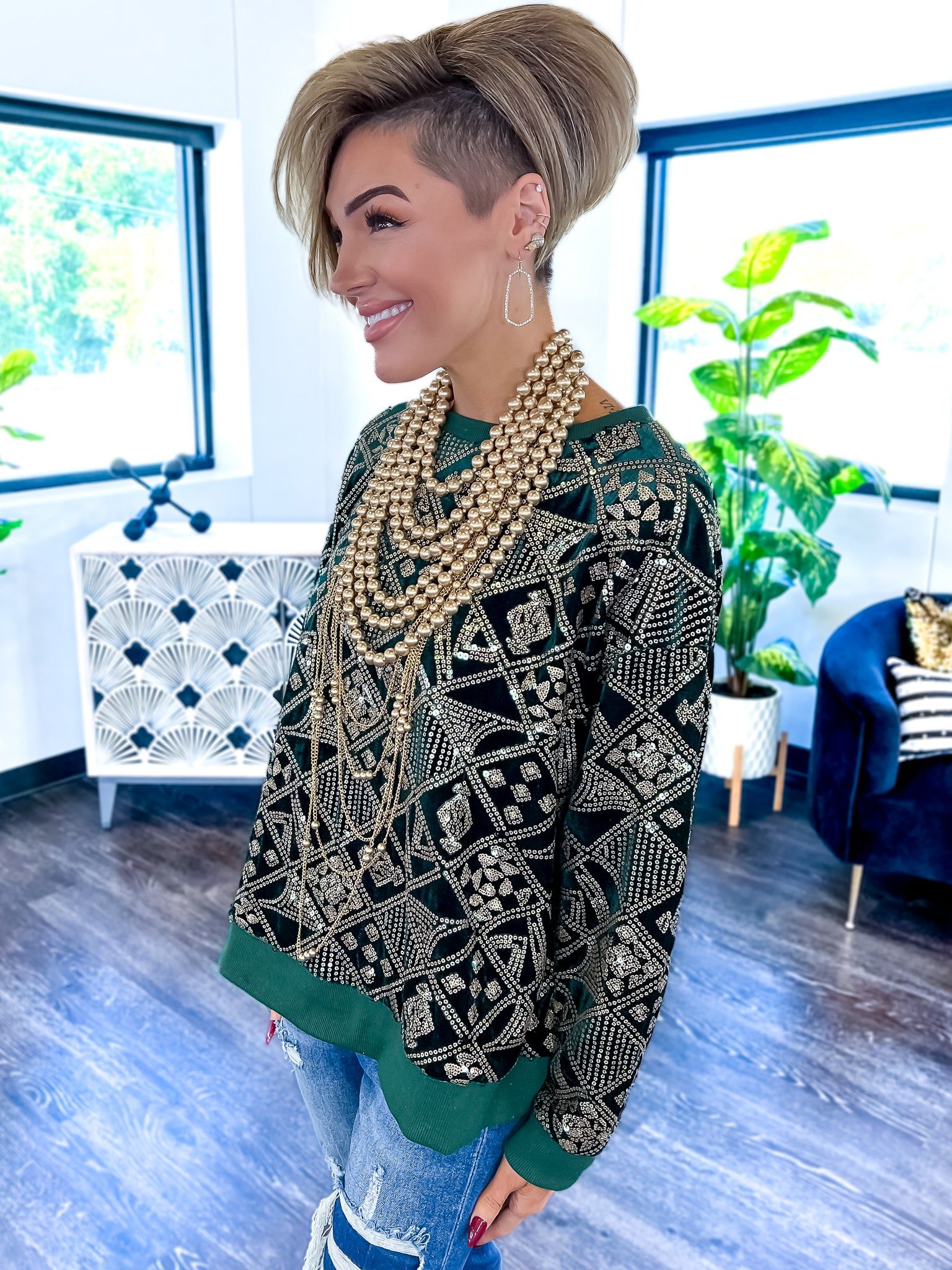 Green Sequin Velvet Top sold by ZZs product image thumbnail 3