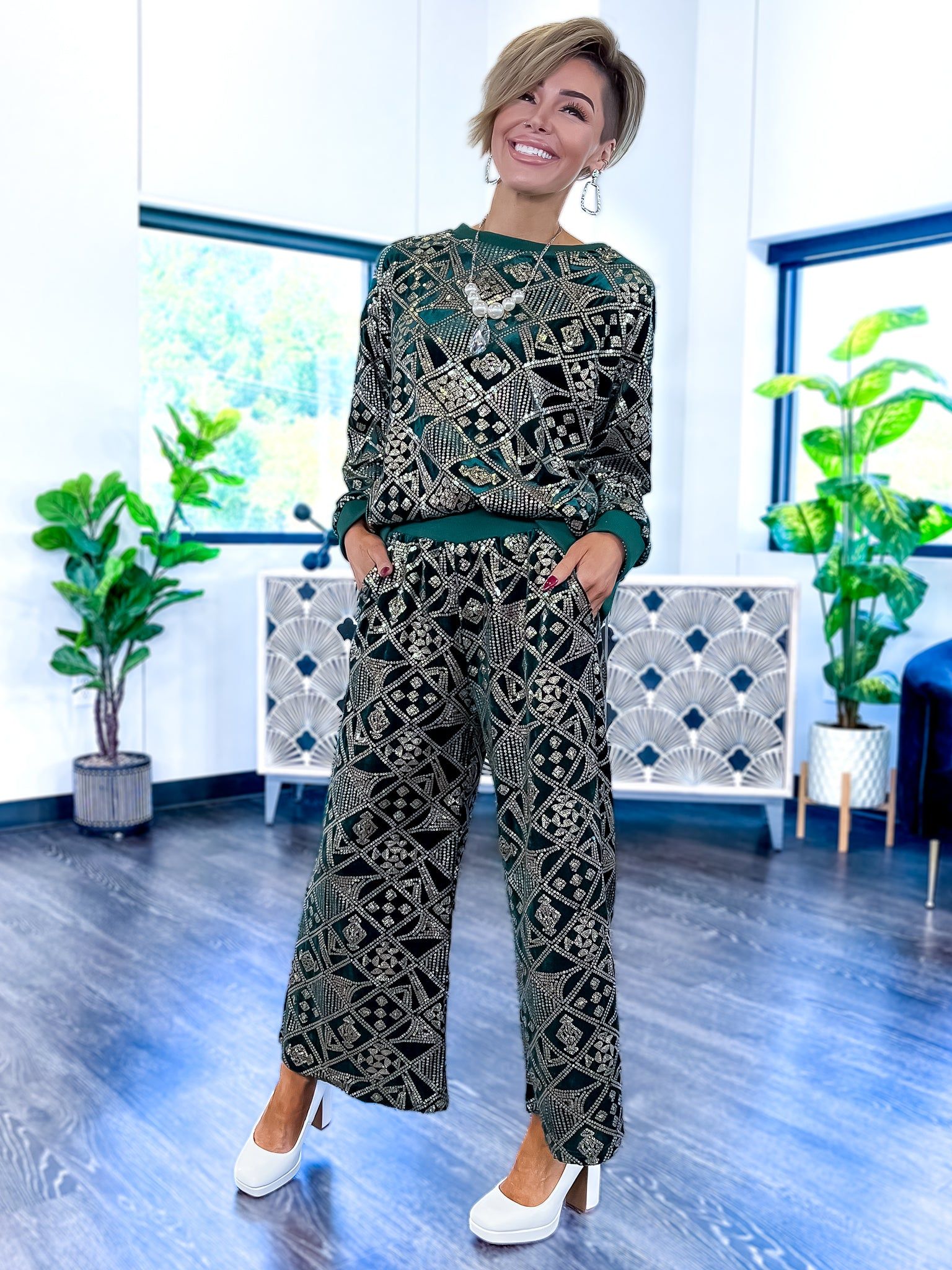 Green Sequin Velvet Top sold by ZZs product image thumbnail 4