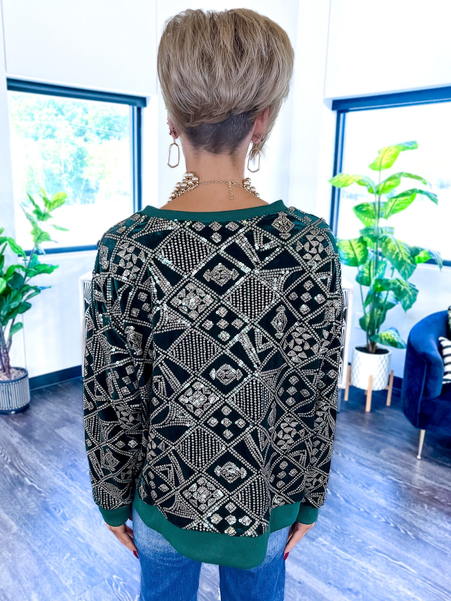 Green Sequin Velvet Top sold by ZZs product image thumbnail 5