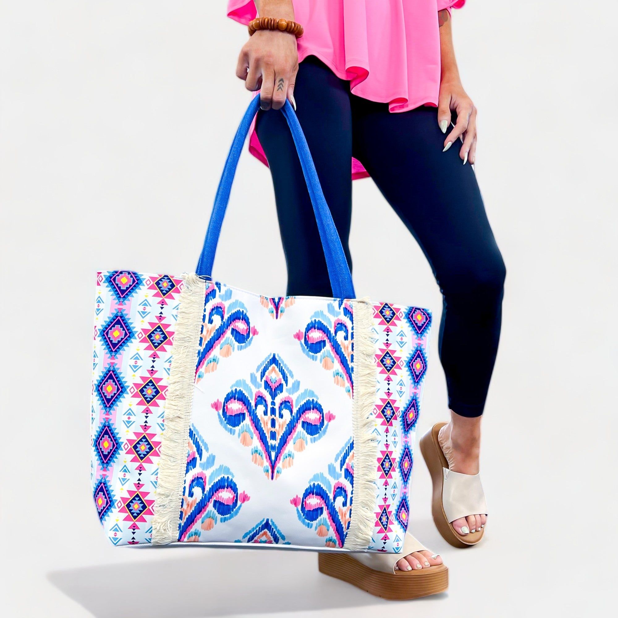 Blue Boho Fringe Tote Bag sold by ZZs product image thumbnail 2