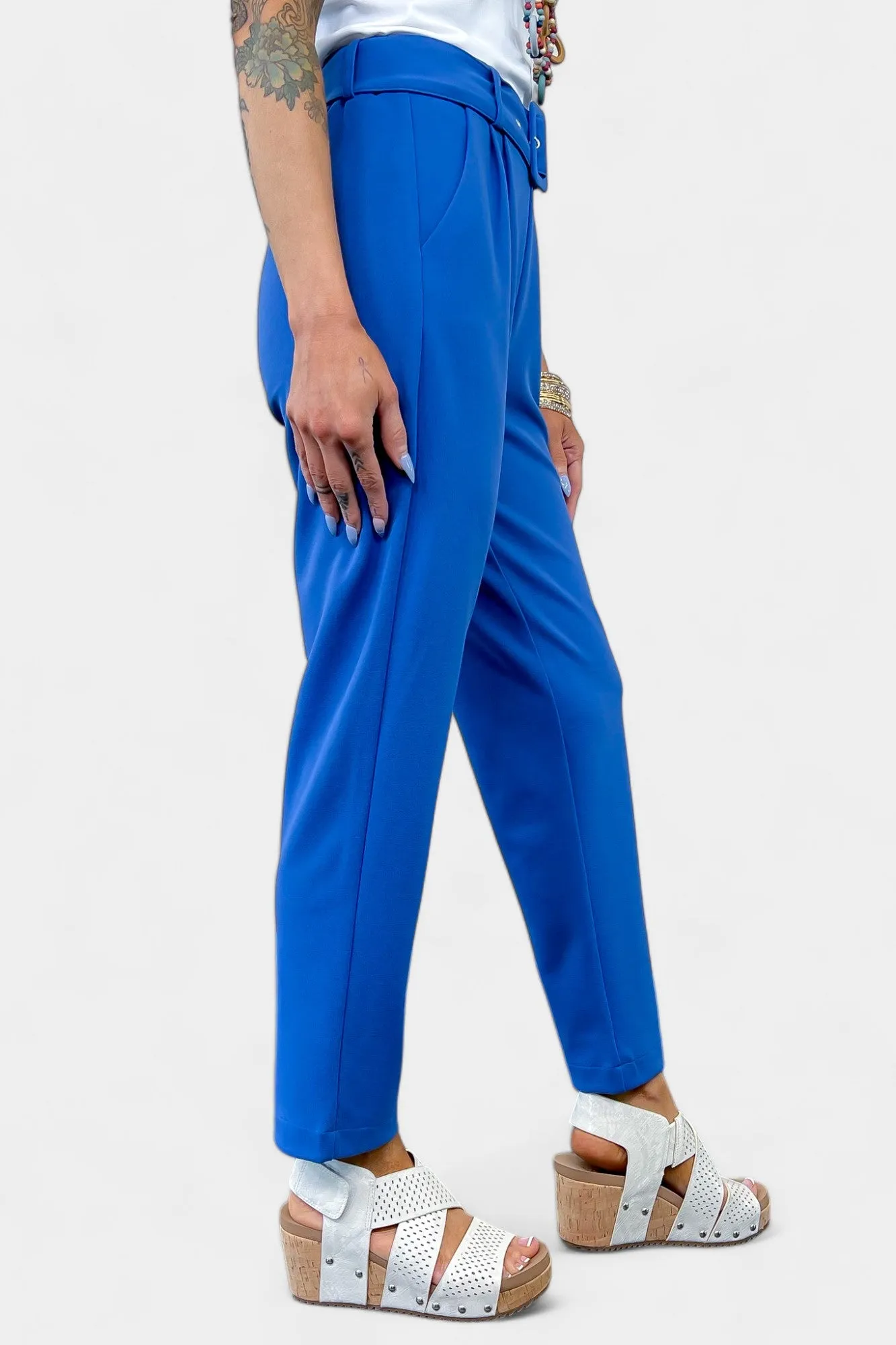 Blue Belted Stretch Pants sold by ZZs product image thumbnail 3