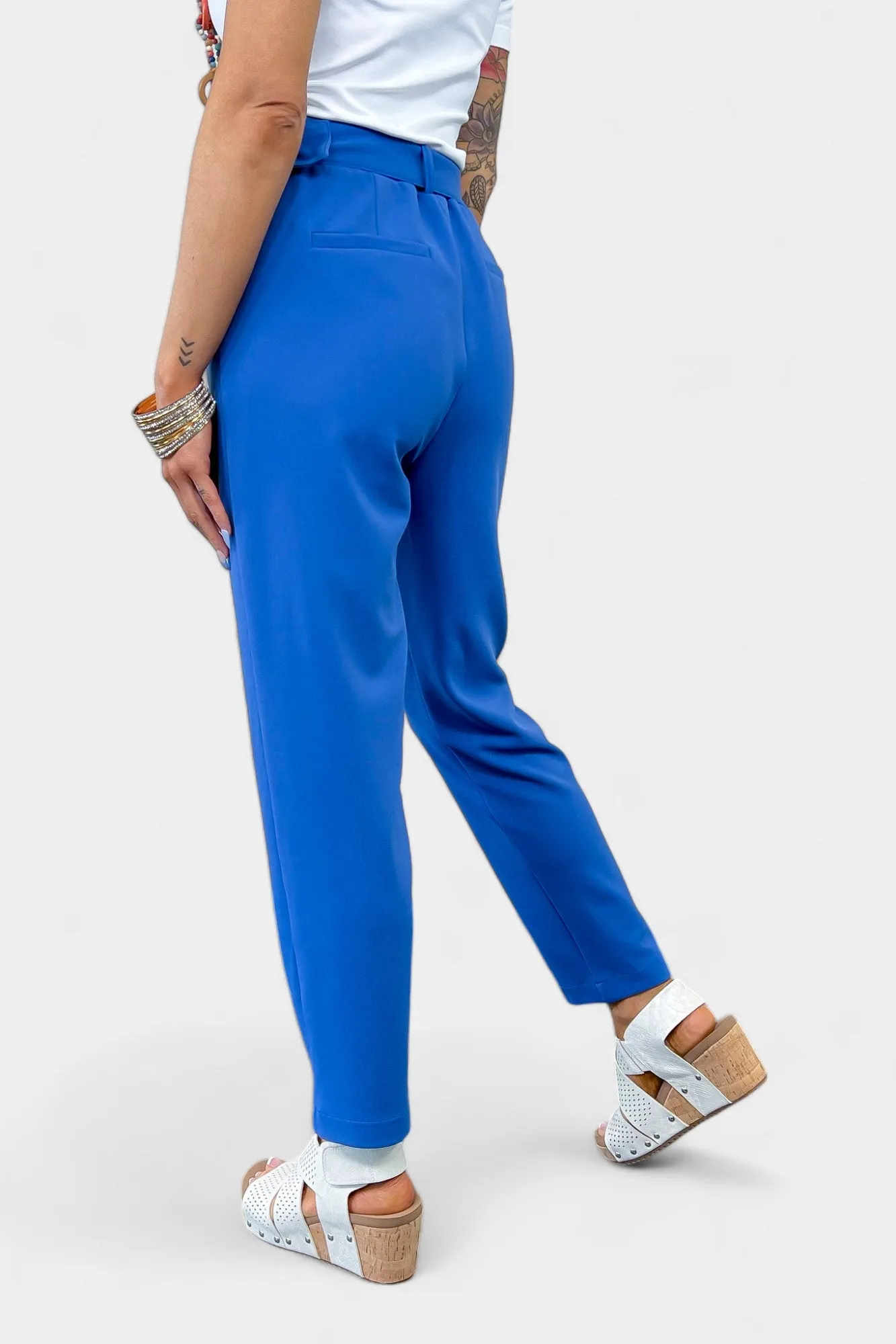 Blue Belted Stretch Pants sold by ZZs product image thumbnail 4