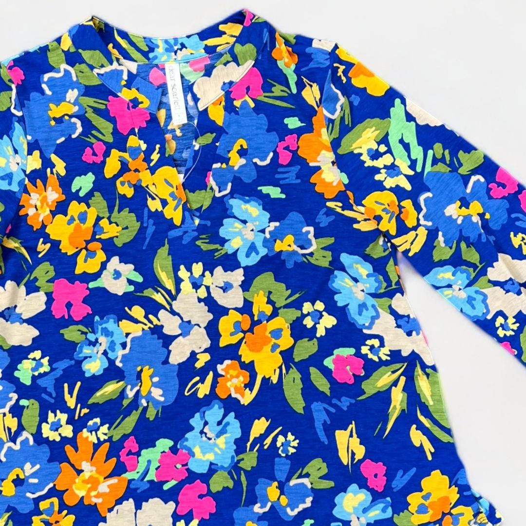 Royal Blue Floral Lizzy Top sold by ZZs