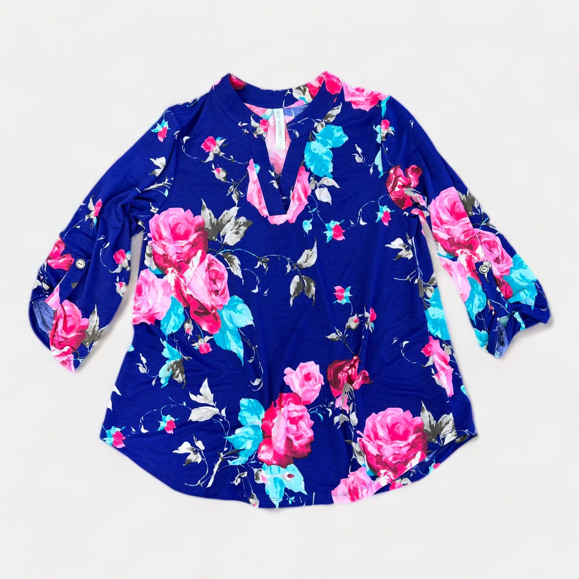 Blue & Pink Floral Lizzy Top sold by ZZs