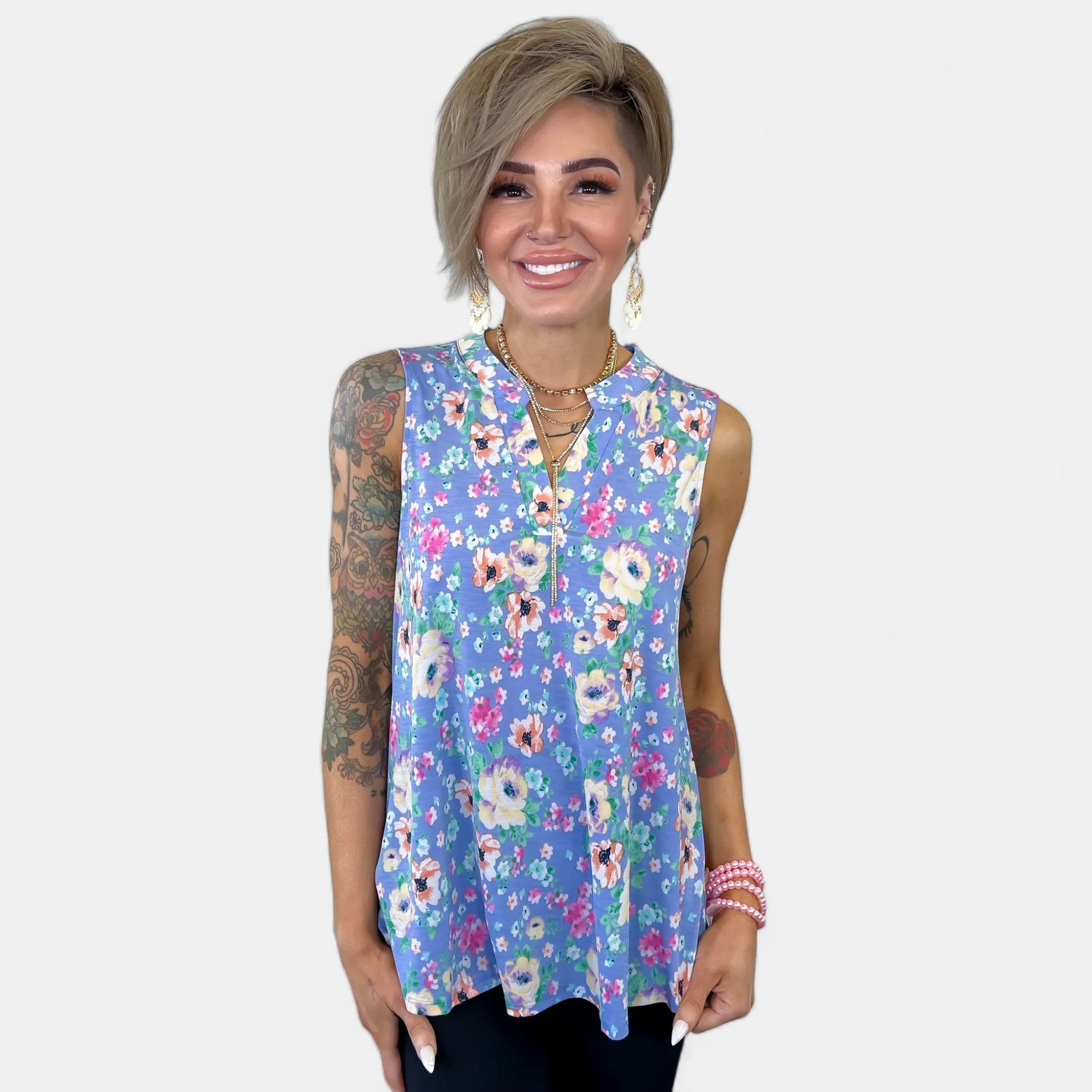 Lavender Multi Floral Lizzy Tank Top sold by ZZs product image thumbnail 2
