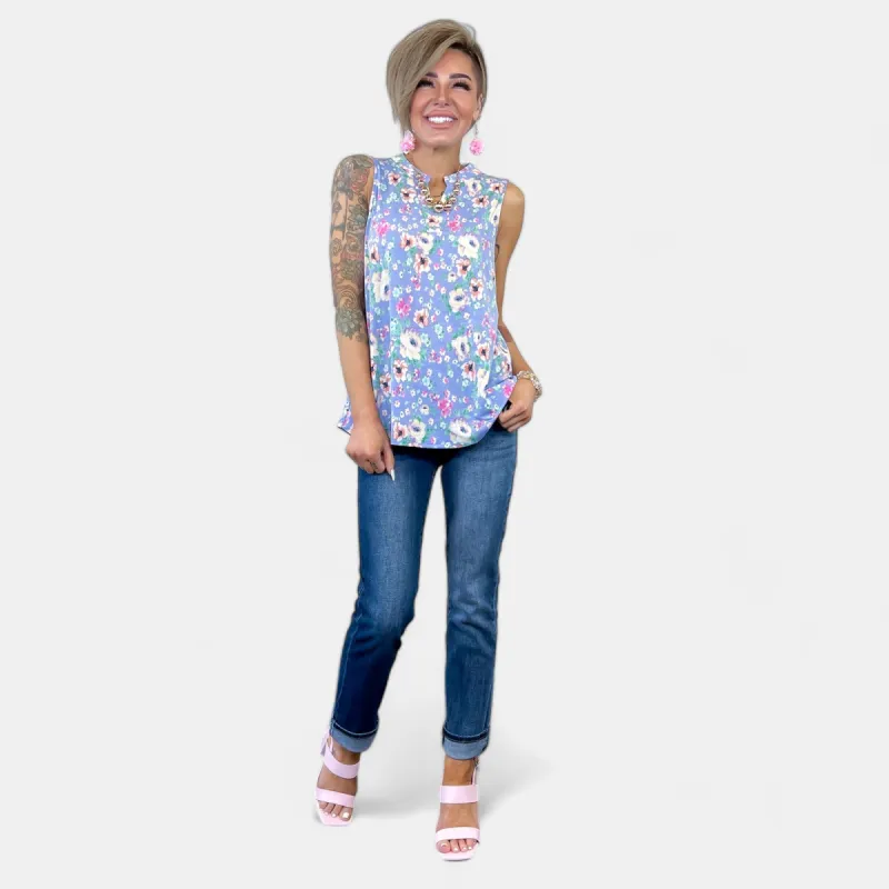 Lavender Multi Floral Lizzy Tank Top sold by ZZs