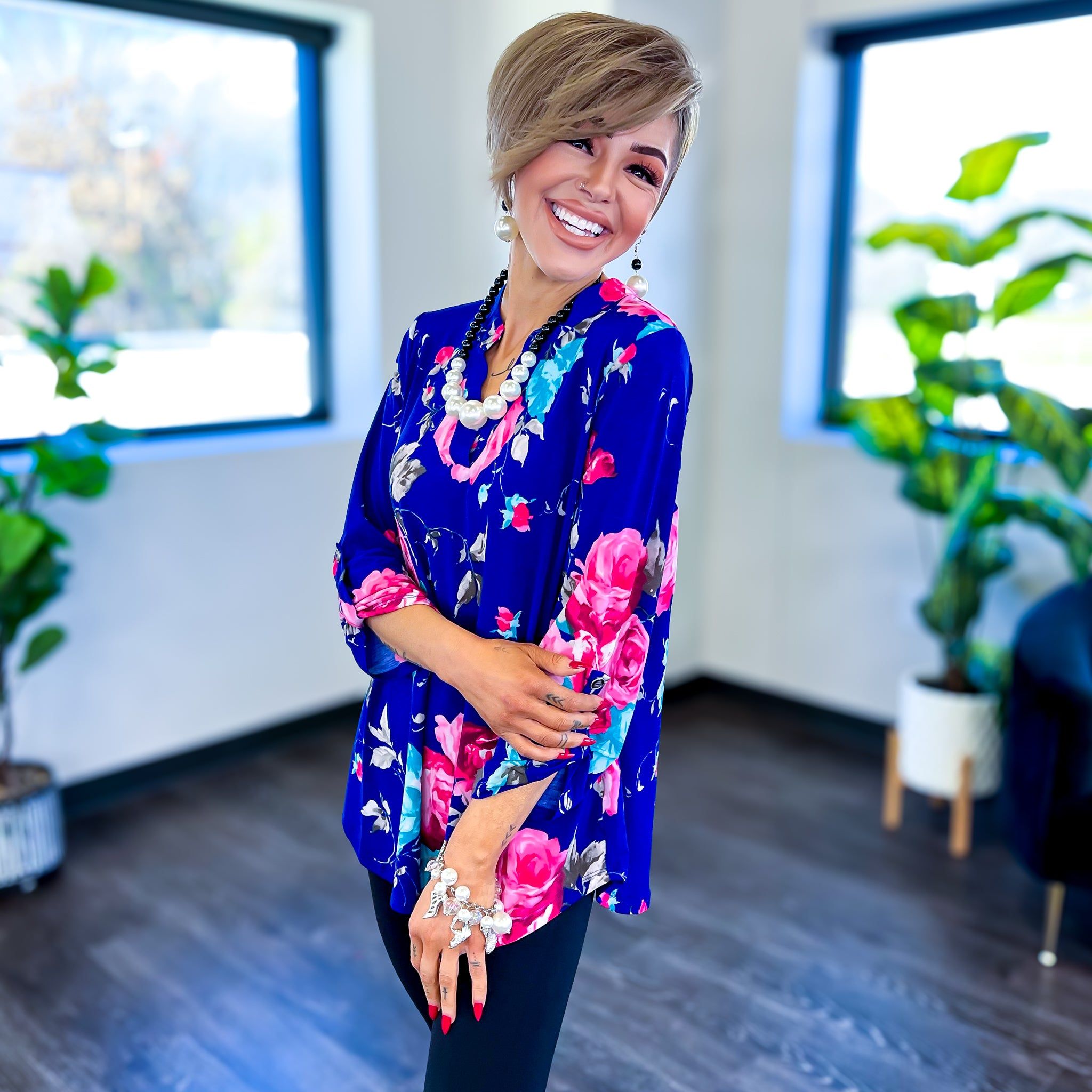 Blue & Pink Floral Lizzy Top sold by ZZs product image thumbnail 2