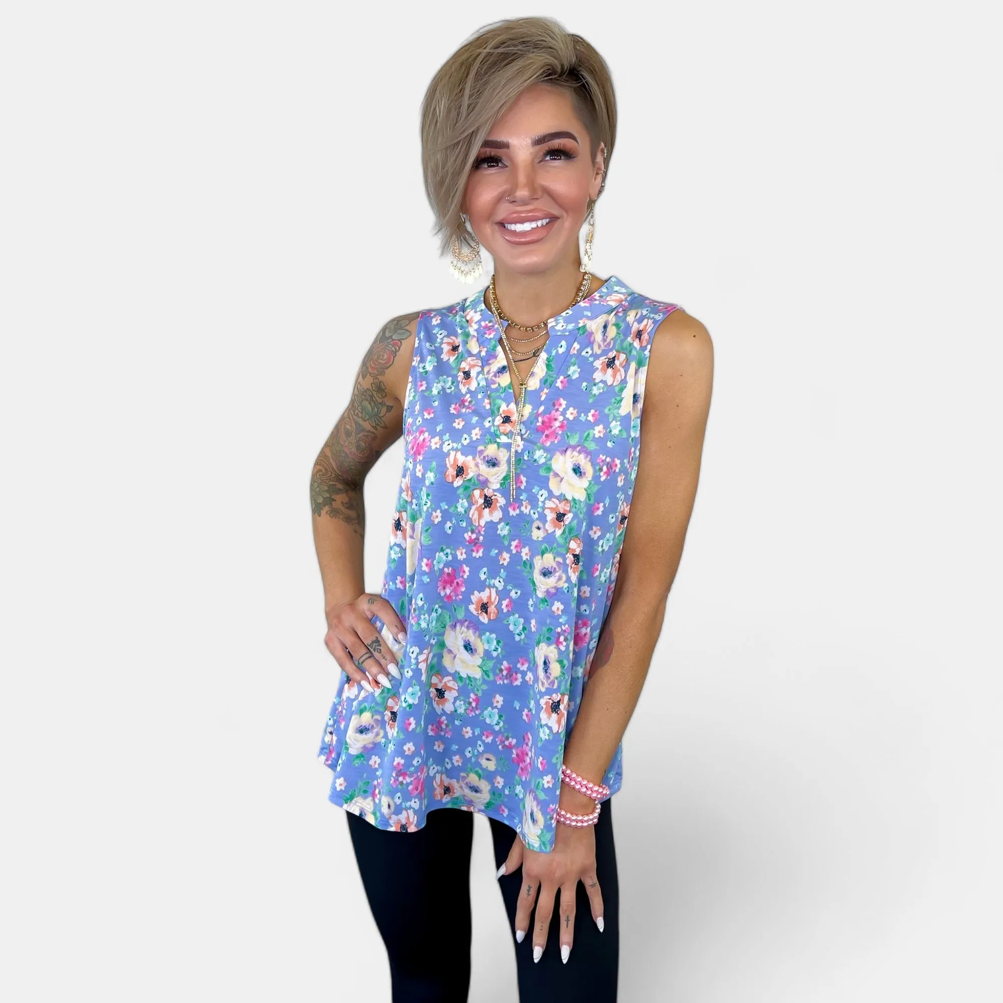 Lavender Multi Floral Lizzy Tank Top sold by ZZs product image thumbnail 5