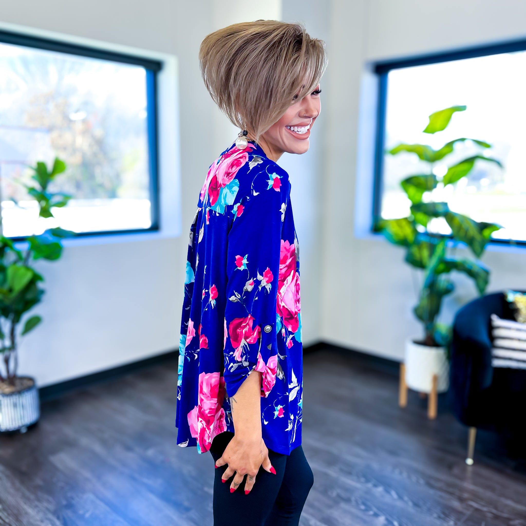 Blue & Pink Floral Lizzy Top sold by ZZs product image thumbnail 4