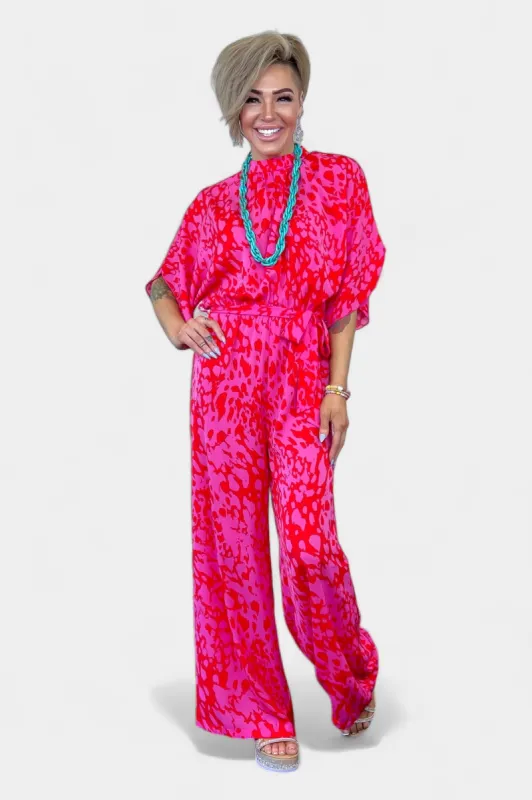 Rose Leopard Wide Leg Jumpsuit sold by ZZs