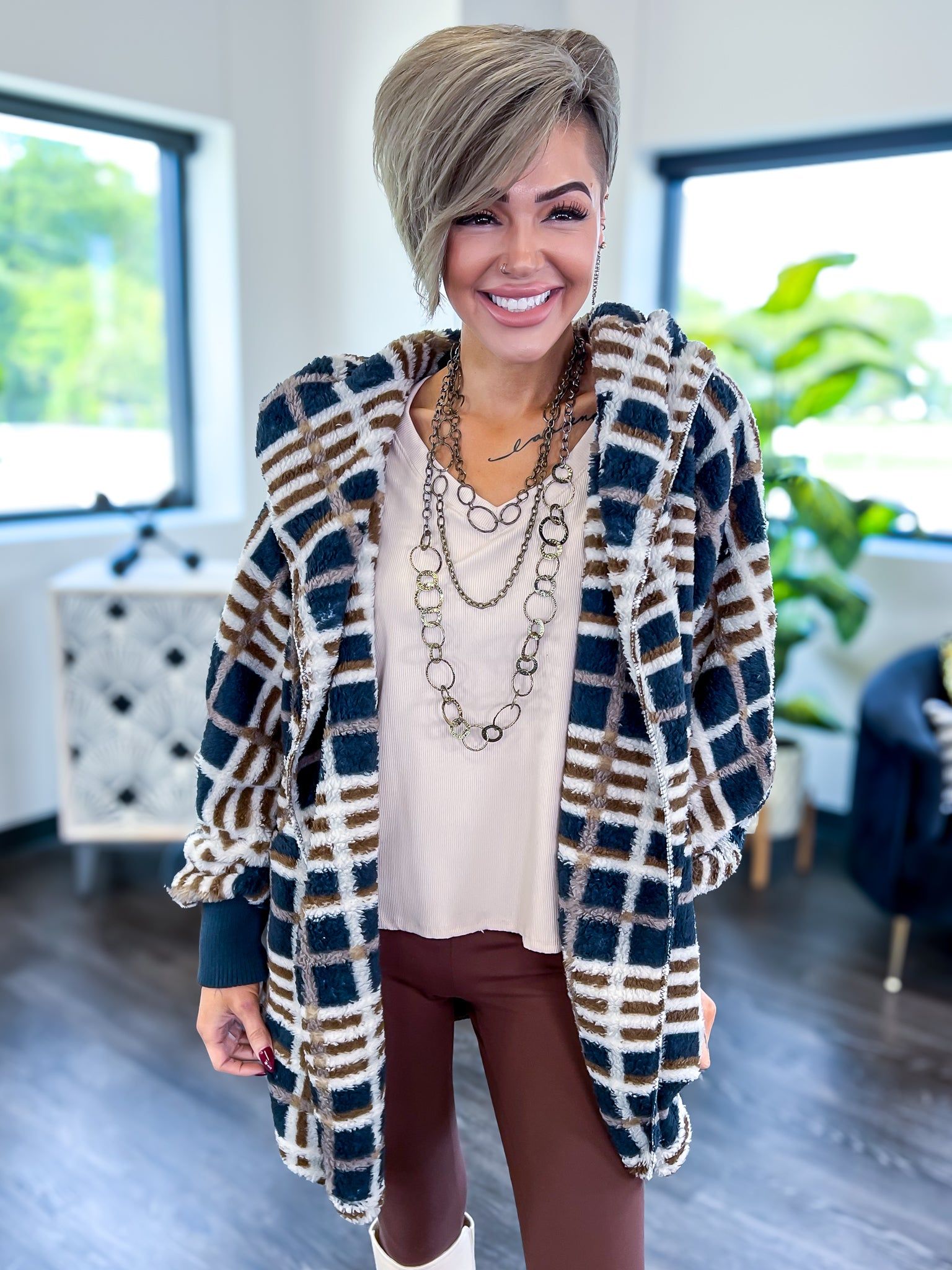 Hooded Jacket | Navy Plaid sold by ZZs product image thumbnail 6