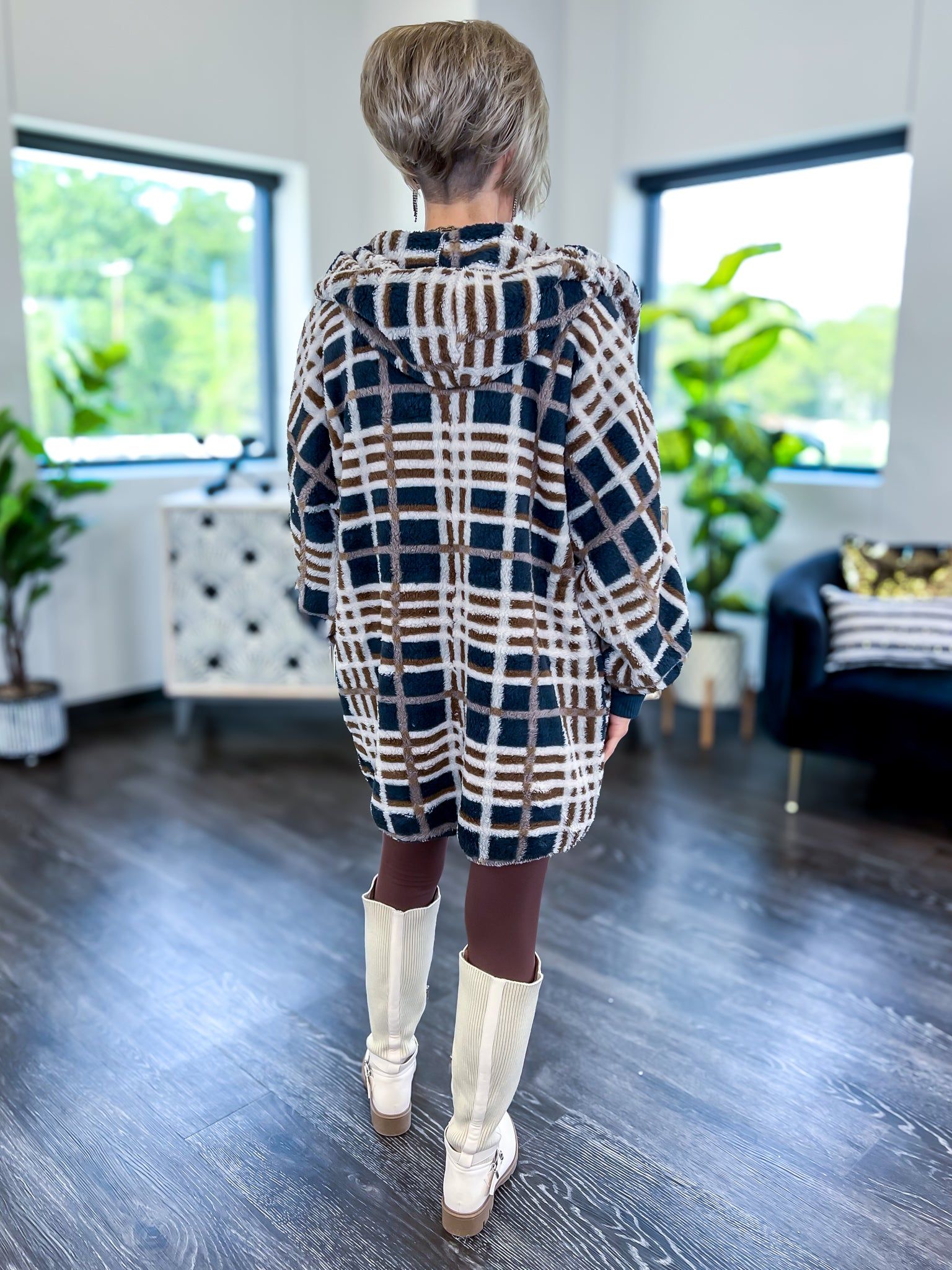 Hooded Jacket | Navy Plaid sold by ZZs product image thumbnail 5