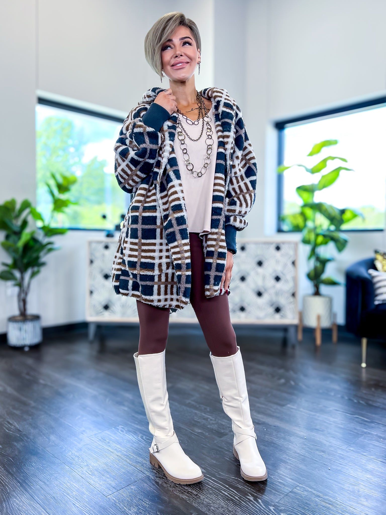 Hooded Jacket | Navy Plaid sold by ZZs