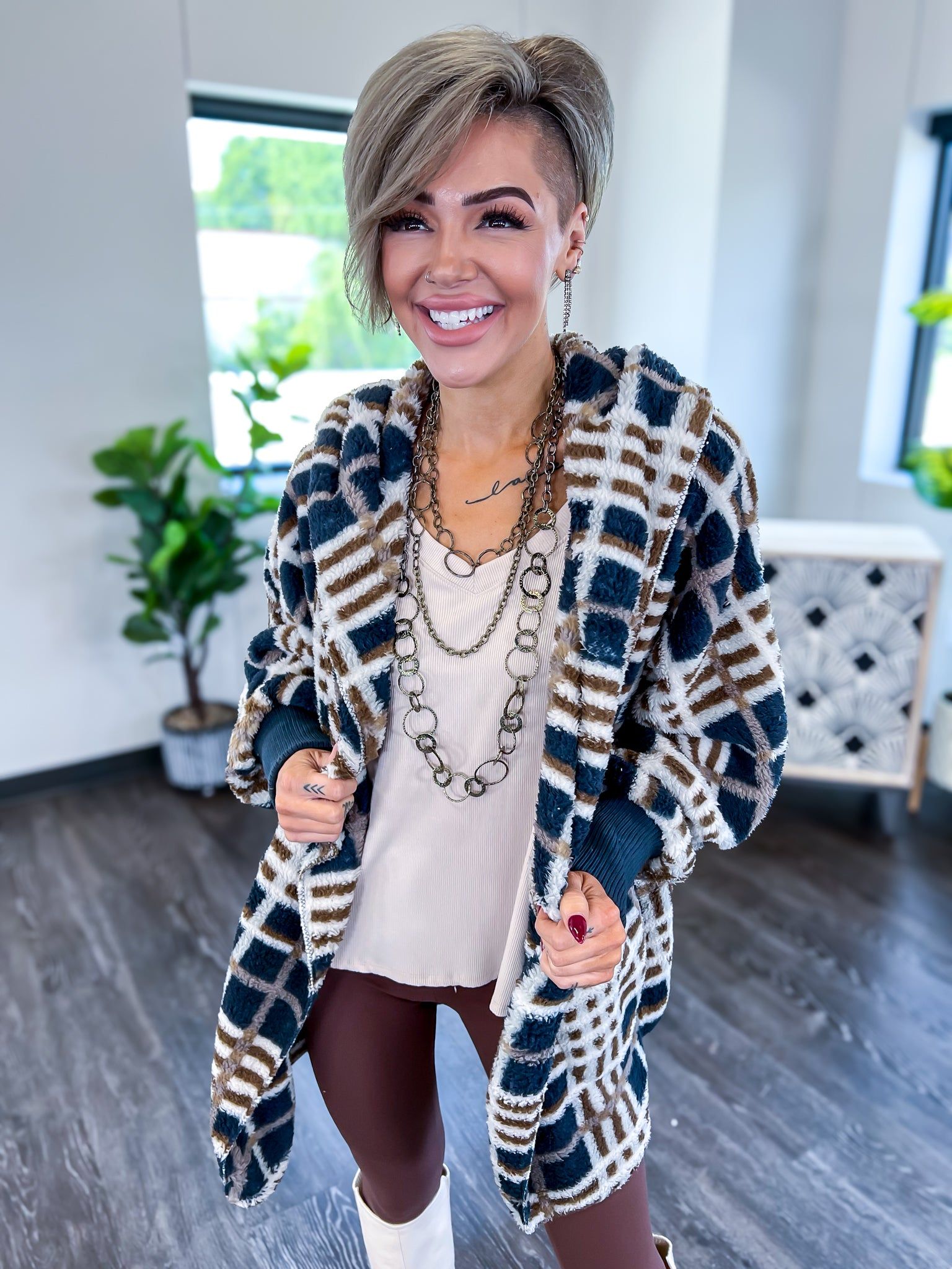 Hooded Jacket | Navy Plaid sold by ZZs product image thumbnail 2