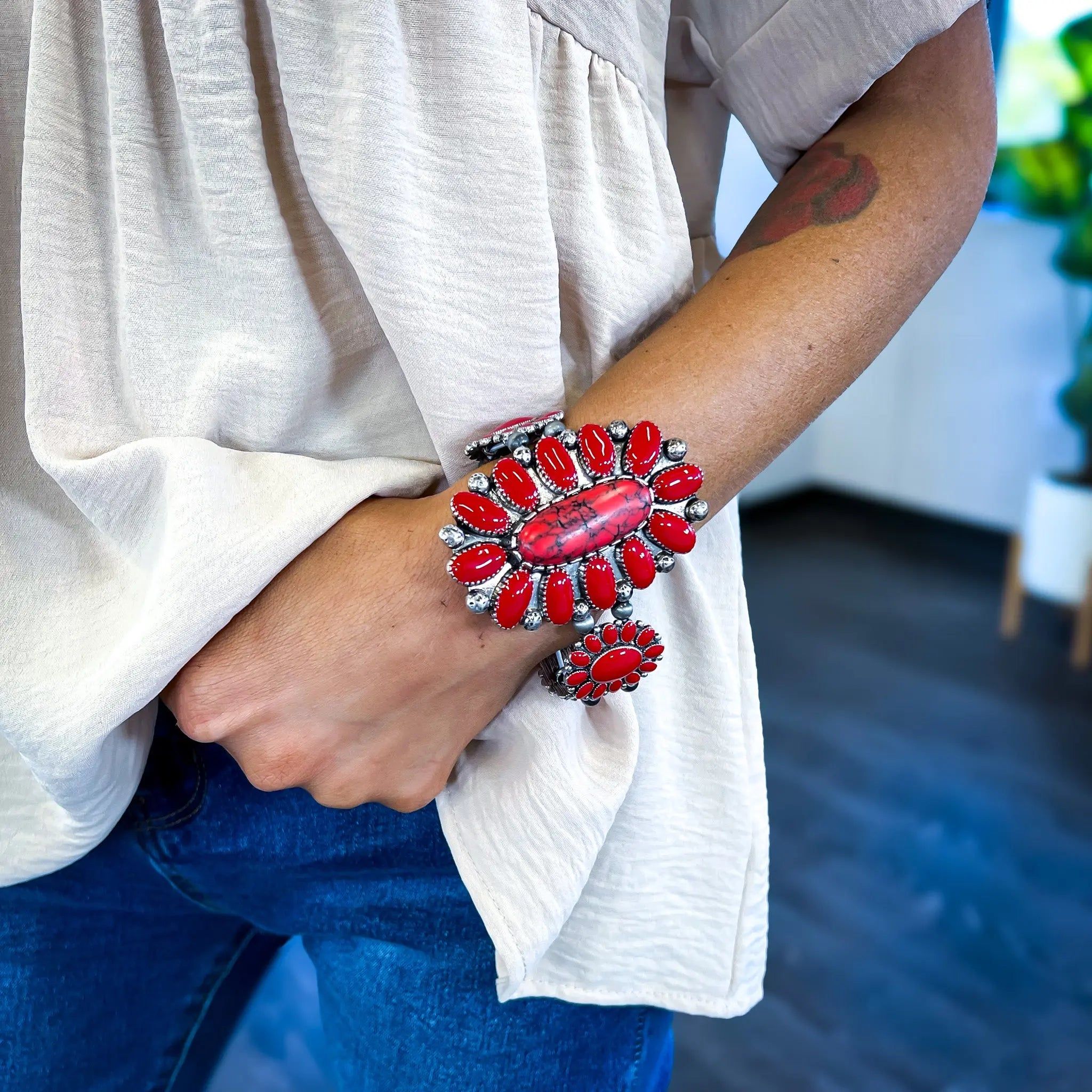 Red Western Stretch Bracelet sold by ZZs product image thumbnail 2
