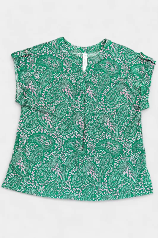 Green Paisley Lizzy Short Sleeve Top sold by ZZs