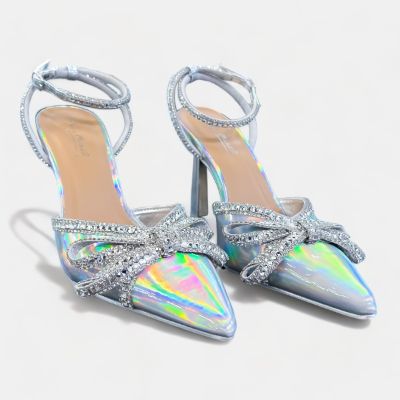 Silver Metallic Cadence Heels sold by ZZs