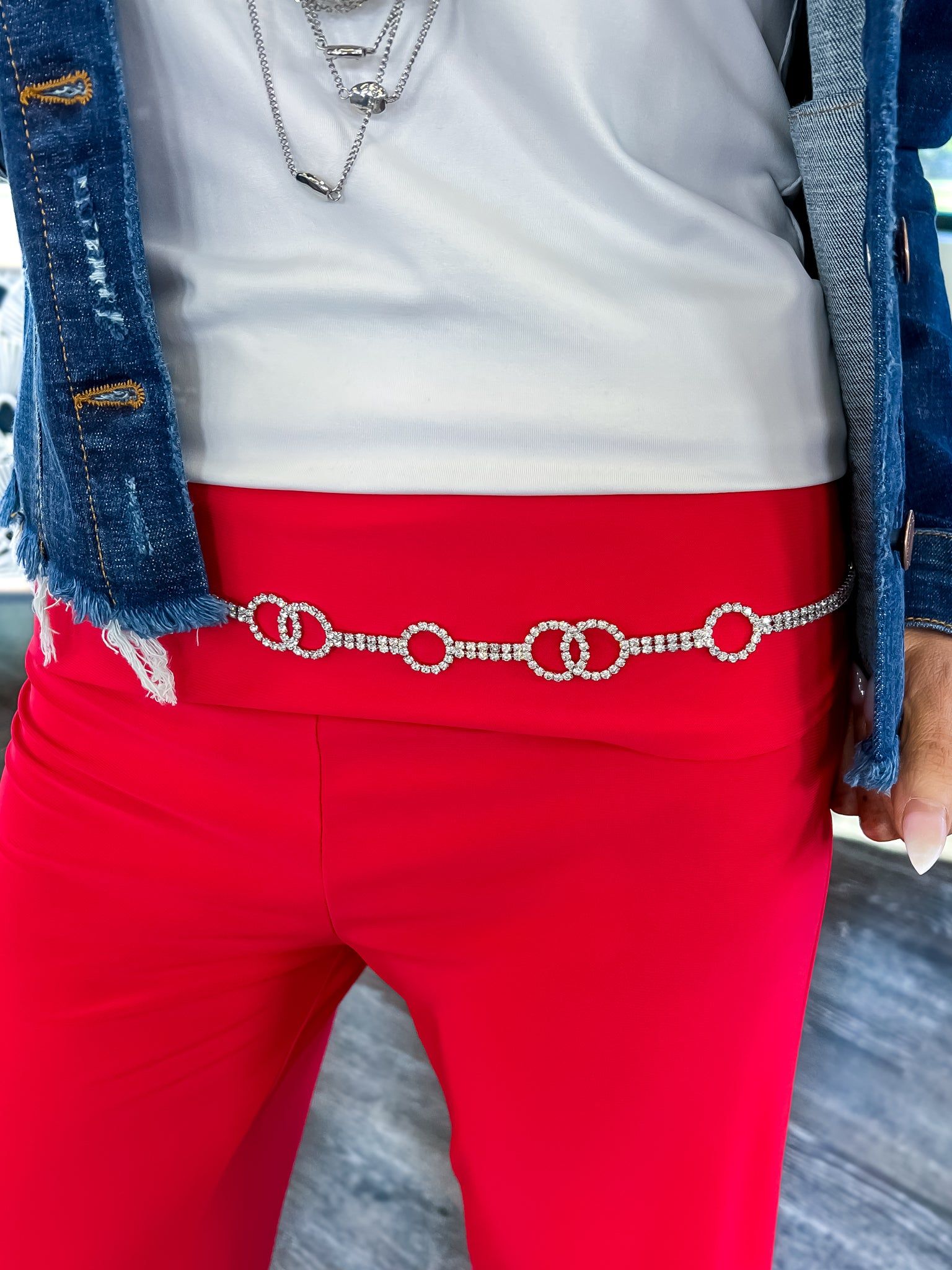 Rhinestone Circle Chain Belt | Silver sold by ZZs