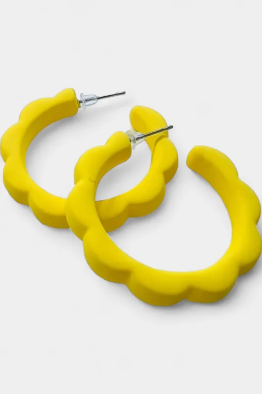 Yellow Flower Hoop Earrings sold by ZZs