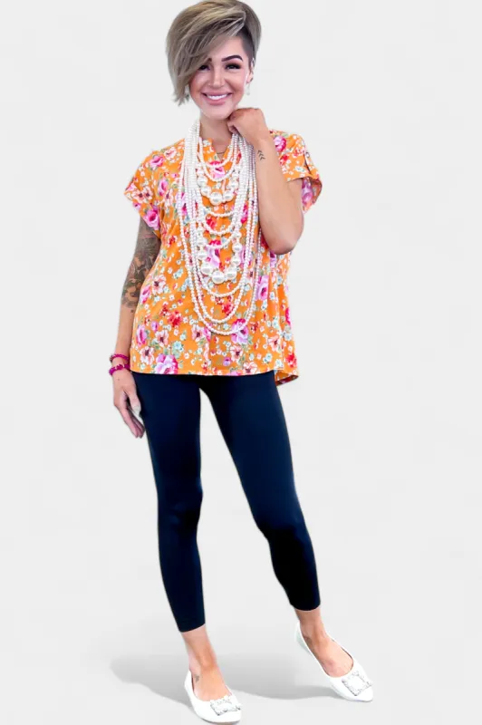 Apricot Floral Lizzy Short Sleeve Top [NO RETURNS] sold by ZZs