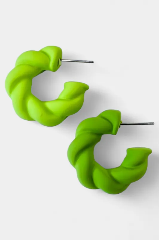 Green Matte Twisted Hoop Earrings sold by ZZs